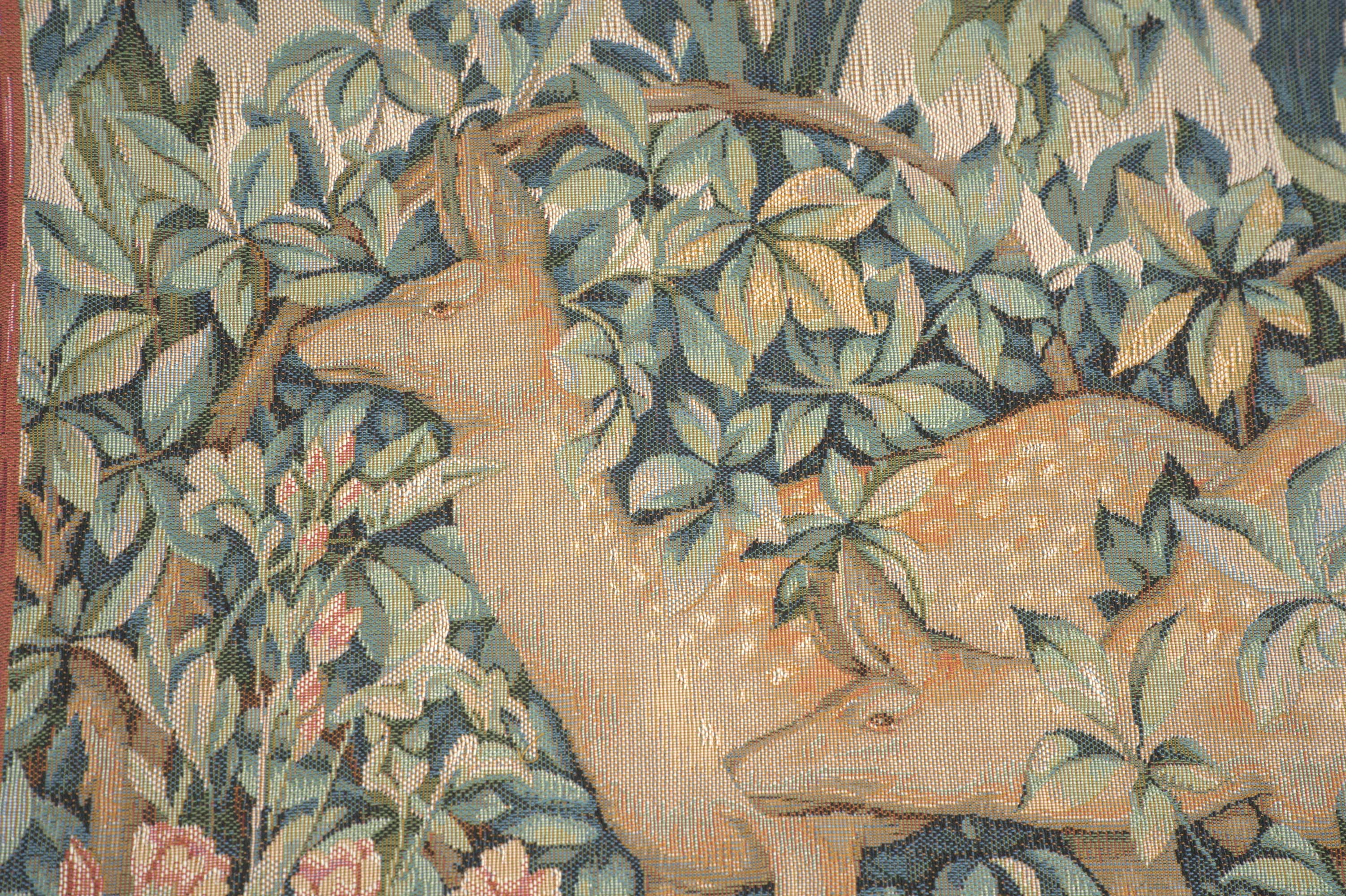 Two Does in a Forest French Tapestry Pillow Cover 19x19 inch Cotton Jacquard Woven Cushion Cover