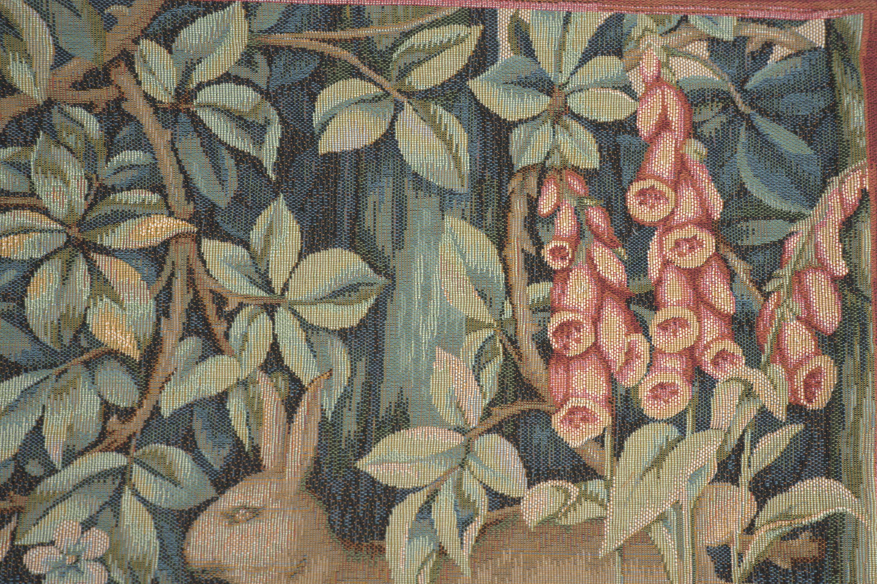 Two Hares in a Forest French Tapestry Pillow Cover 19x19 inch Cotton Jacquard Woven Cushion Cover