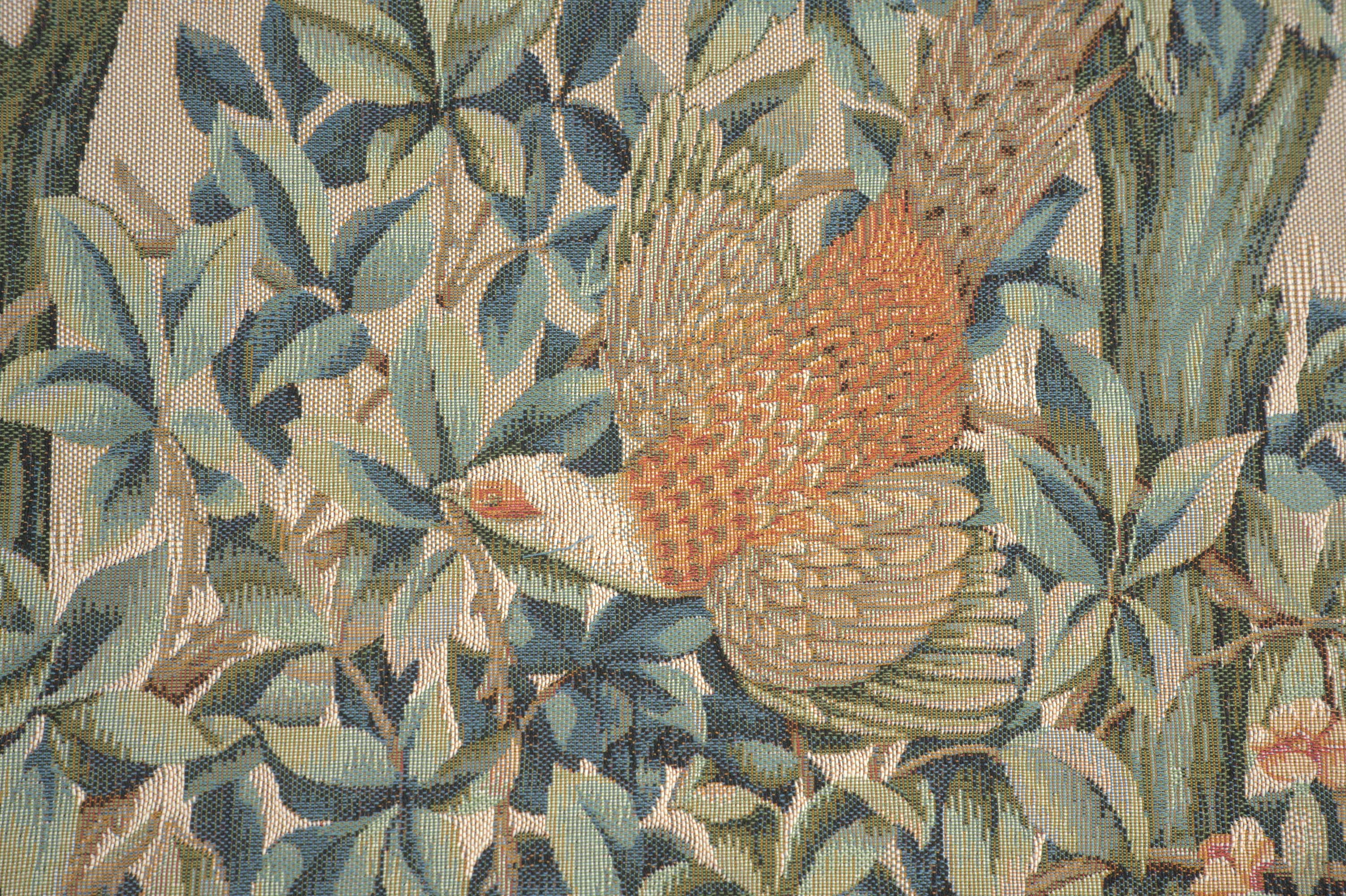 Pheasant in a Forest French Tapestry Pillow Cover 19x19 inch Cotton Jacquard Woven Cushion Cover