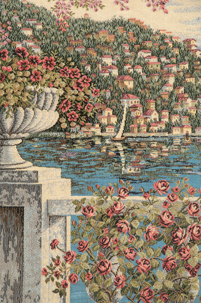 Alberto Passini Giardino Sul Lago Italian Tapestry Wall Hanging 34x53 Inch Cotton Jacquard Woven Wall Tapestry