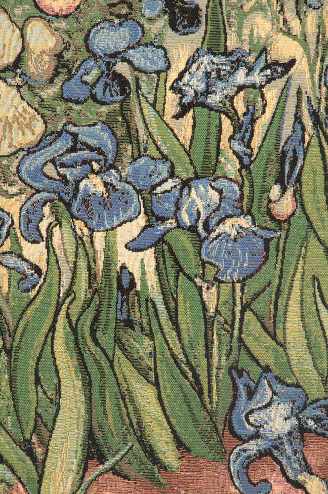 Vincent Van Gogh Iris Small Vintage Tapestry Wall Hanging 25 x 35 in Floral Impressionist Jacquard Woven Wall Art
