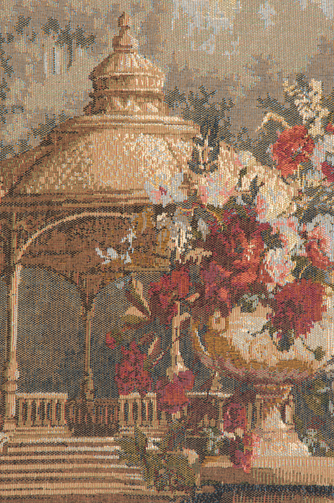 Bouquet Jardin Gazebo French Tapestry Wall Hanging 57x41 Inch Cotton Jacquard Woven Wall Tapestry