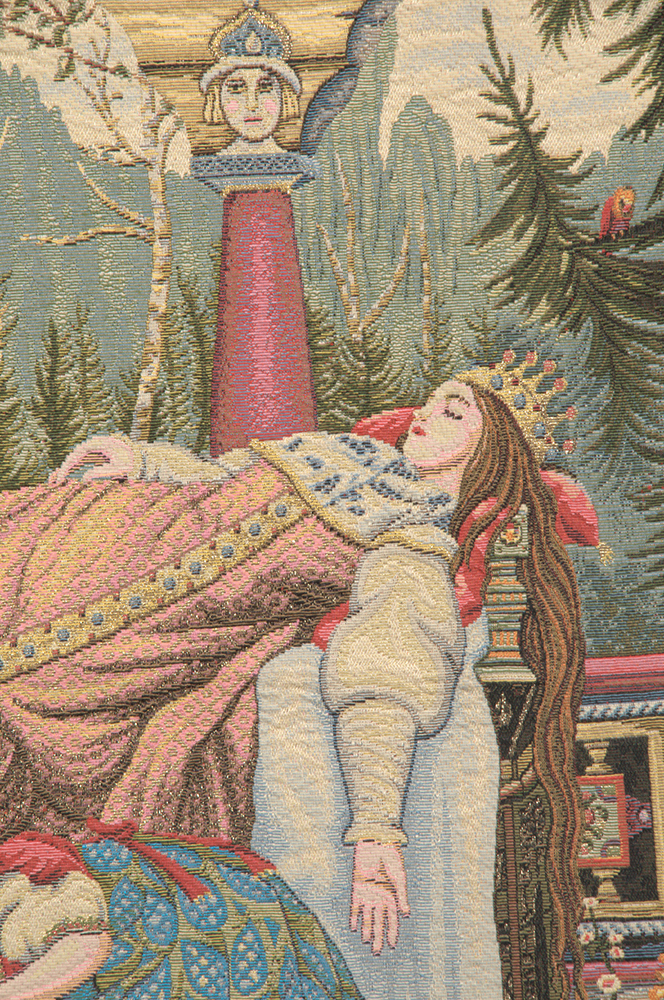 Victor Vasnetsov Sleeping Beauty Decorative Tapestry Wall Hanging 26 x 48in Fairy Tale Figurative Jacquard Woven Wall Art