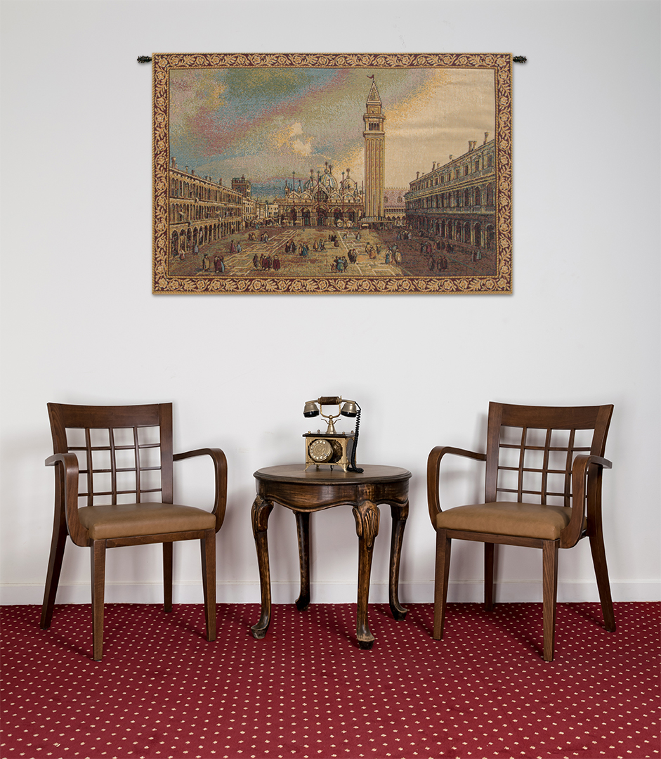 San Marco Decorative Tapestry Wall Hanging 13 x 20 in Venice Italy Piazza Cityscape Jacquard Woven Wall Art