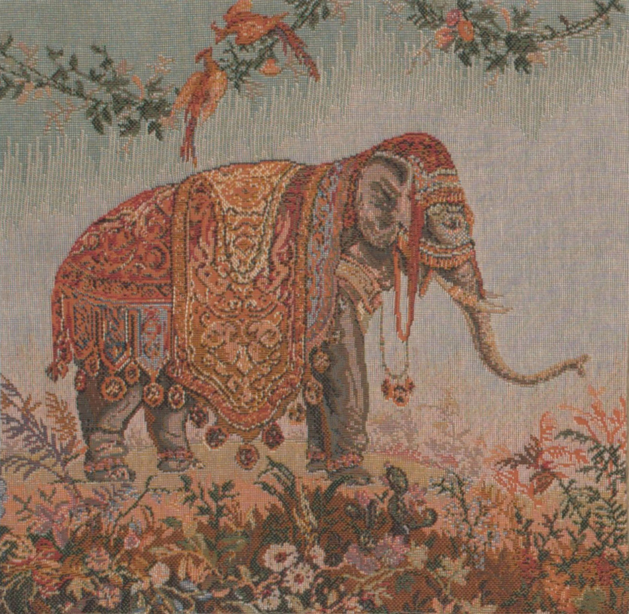 Jean Baptiste Huet Elephant I Small Tapestry Pillow Cover 14x14 Inch Cotton Jacquard Woven Cushion Cover