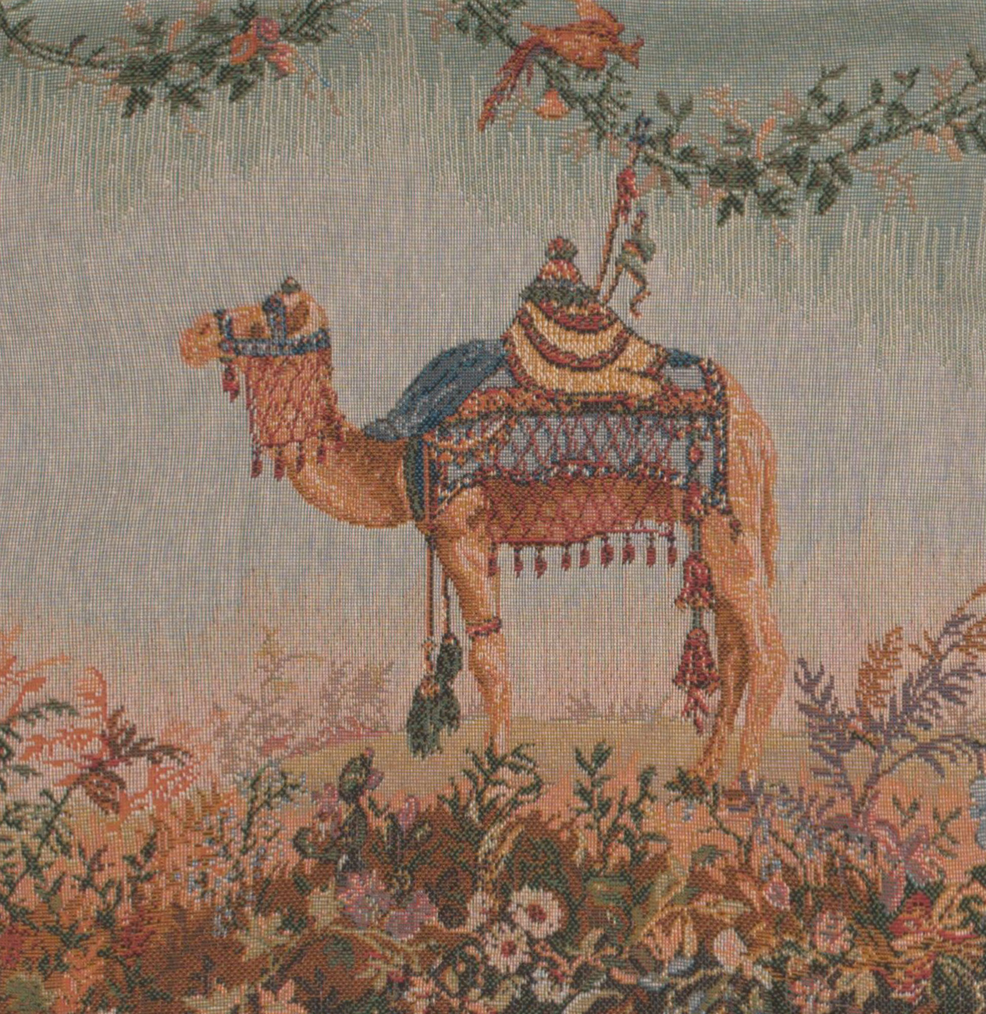 Jean Baptiste Huet Camel Small Tapestry Pillow Cover 14x14 Inch Cotton Jacquard Woven Cushion Cover