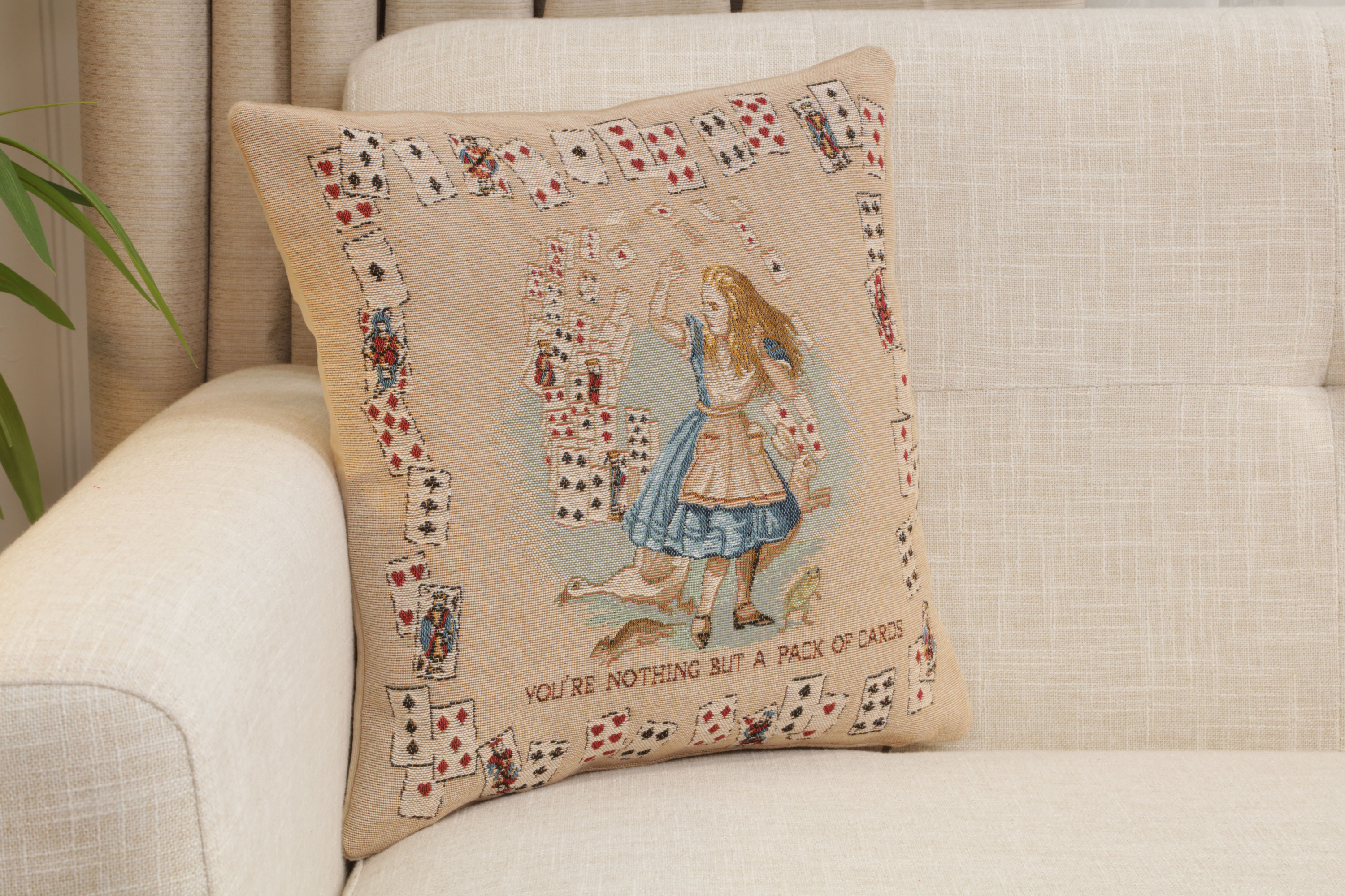 John Tenniel The Pack of Cards Tapestry Pillow Cover 14x14 Inch Cotton Jacquard Woven Cushion Cover