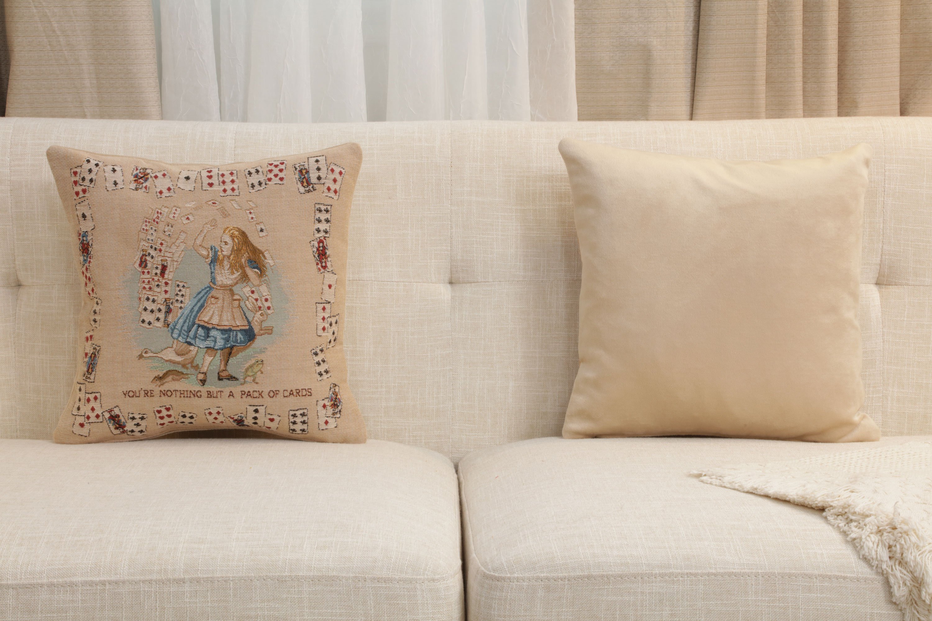 John Tenniel The Pack of Cards Tapestry Pillow Cover 14x14 Inch Cotton Jacquard Woven Cushion Cover