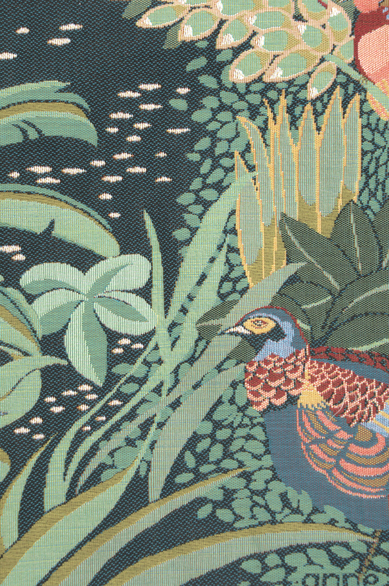Anne Leurent Jungle and Three Birds Tapestry Pillow Cover 19x19 Inch Cotton Jacquard Woven Cushion Cover