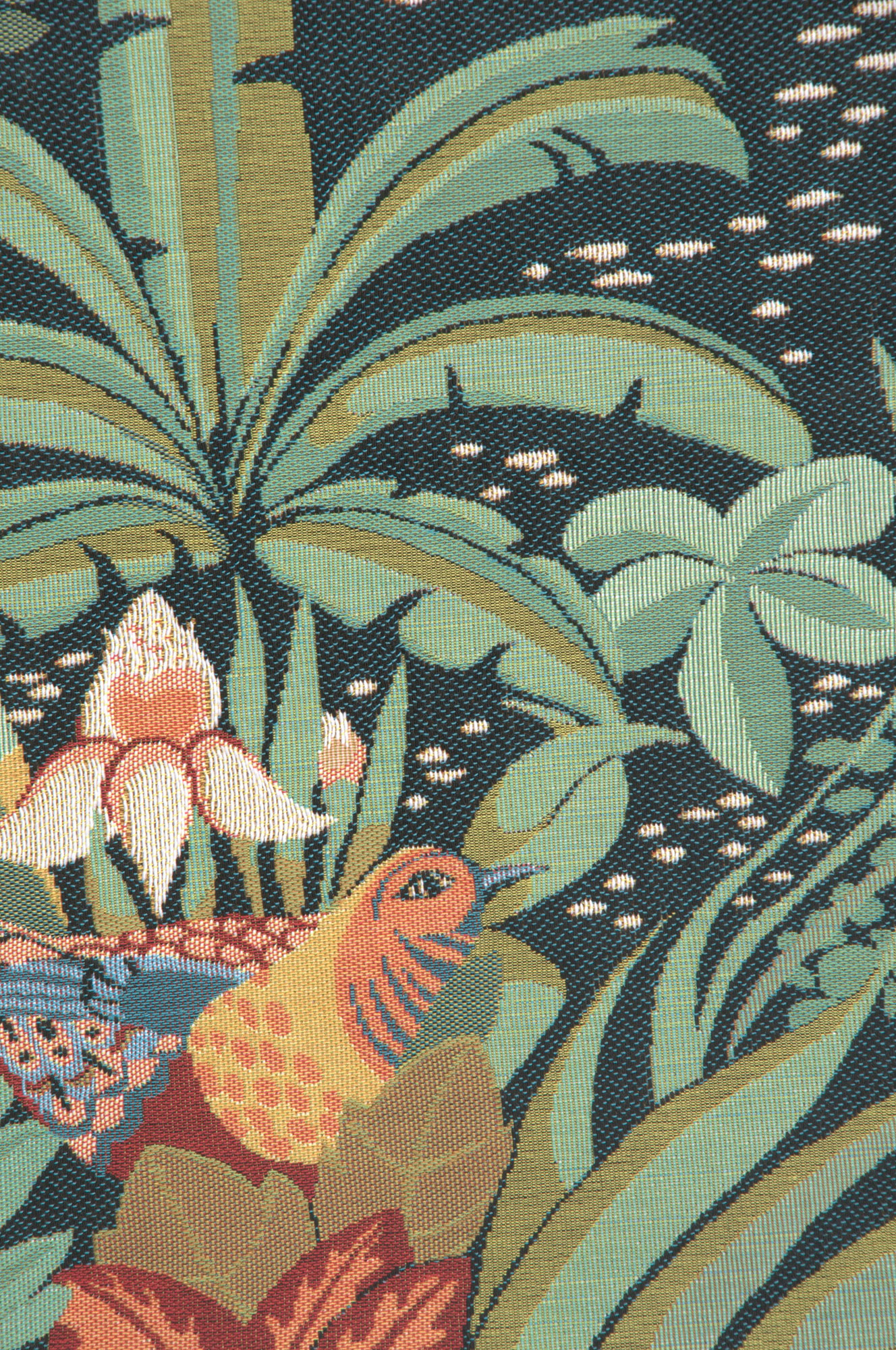 Anne Leurent Jungle and Four Birds Tapestry Wall Hanging 20 x 30 in Tropical Bird Botanical Jacquard Woven Wall Art