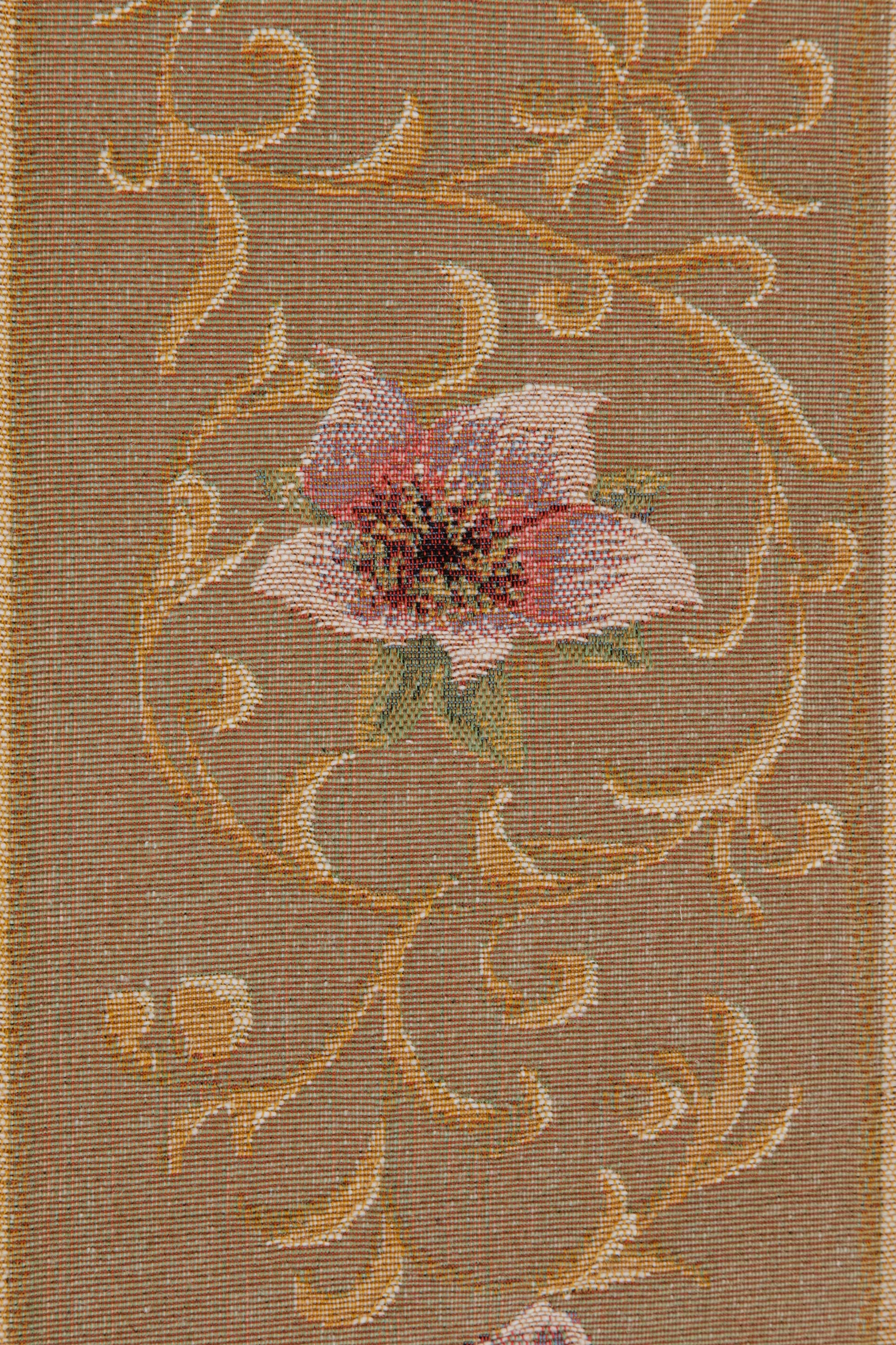 Josephine Light Large French Jacquard Woven Table Runner 70x14 Inch Floral Dining Decor