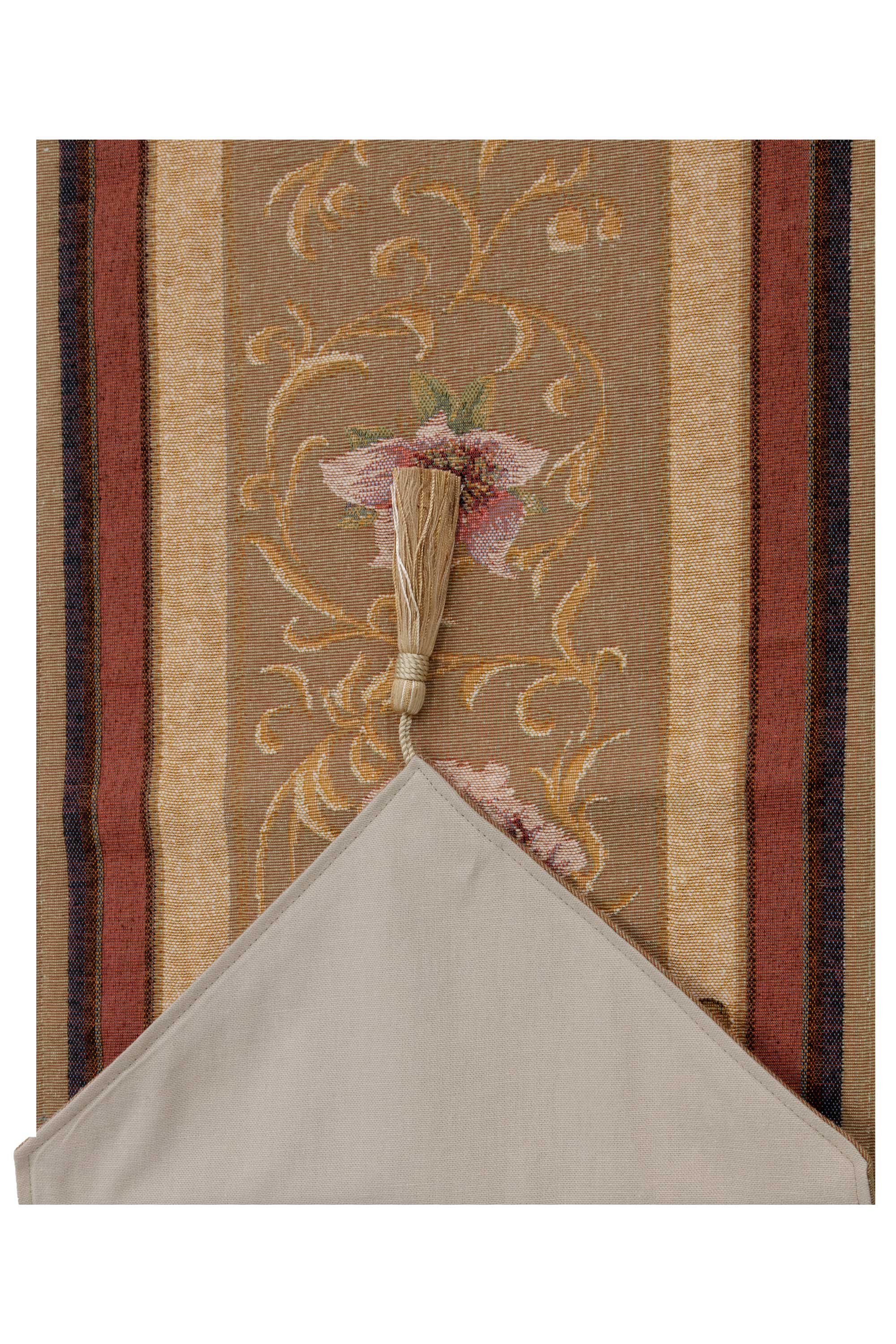 Josephine Light Large French Jacquard Woven Table Runner 70x14 Inch Floral Dining Decor