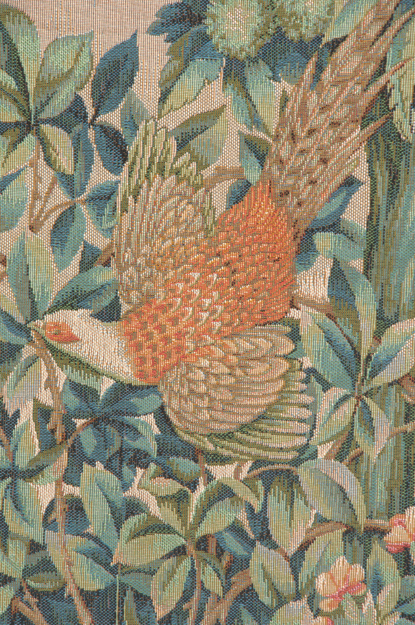William Morris Pheasant and Doe Tapestry Wall Hanging 18 x 32 in Arts and Crafts Woodland Jacquard Woven Wall Art