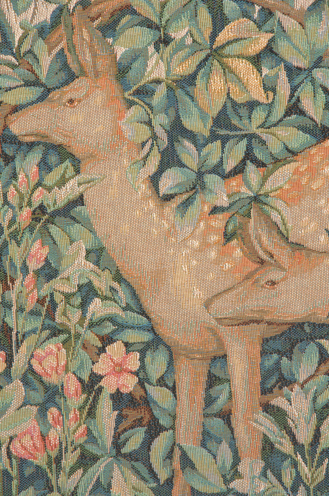 William Morris Pheasant and Doe Tapestry Wall Hanging 18 x 32 in Arts and Crafts Woodland Jacquard Woven Wall Art