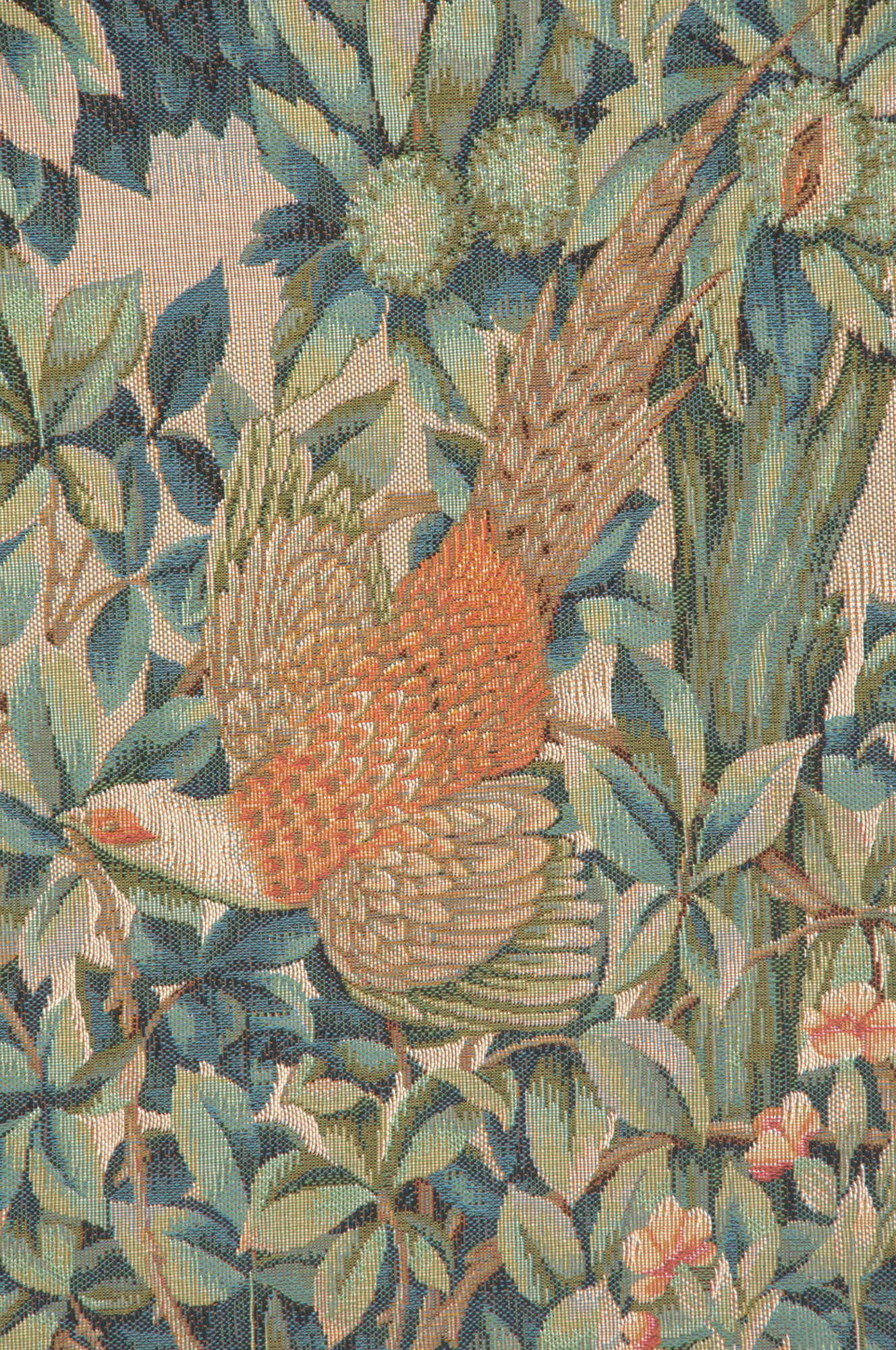 William Morris Pheasant and Doe Tapestry Wall Hanging 19 x 51 in Arts and Crafts Woodland Jacquard Woven Wall Art