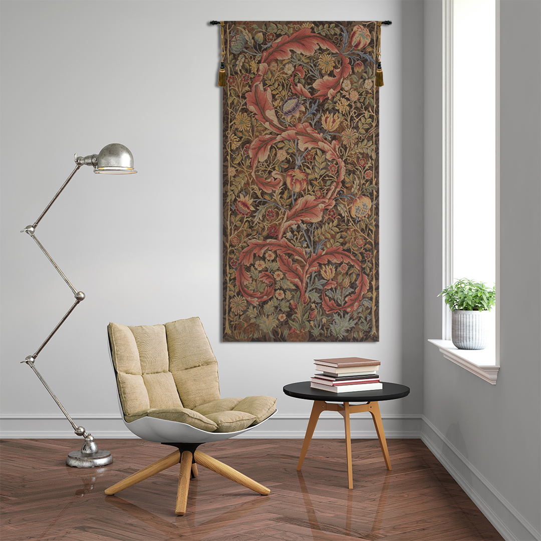 William Morris Acanthe Brown Medium Tapestry Wall Hanging 58 x 28 in
