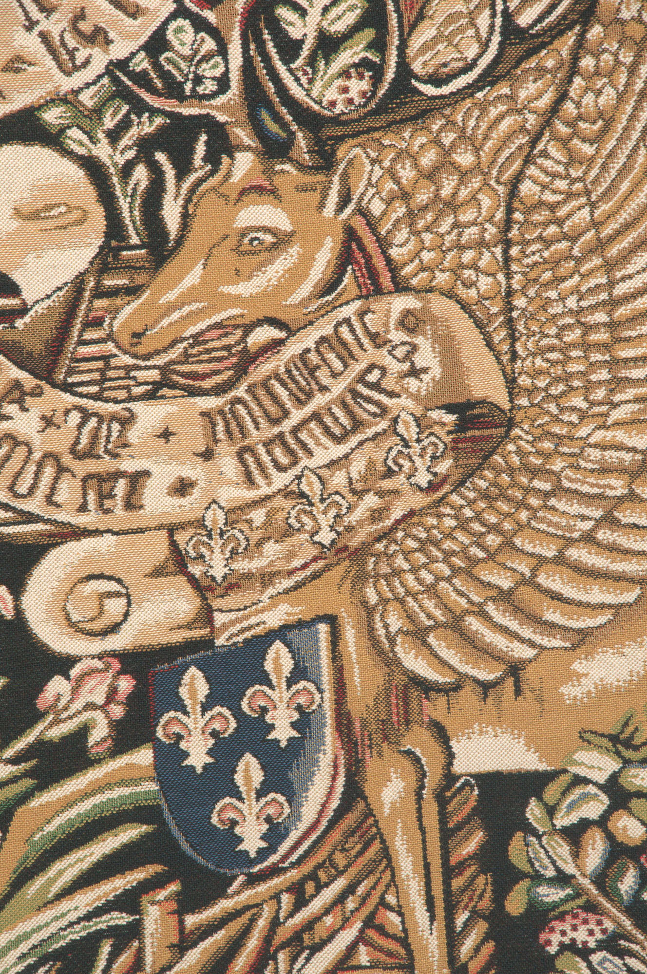 VinatgeThe Winged Stags Black Medieval Tapestry Wall Hanging 46 x 68 in