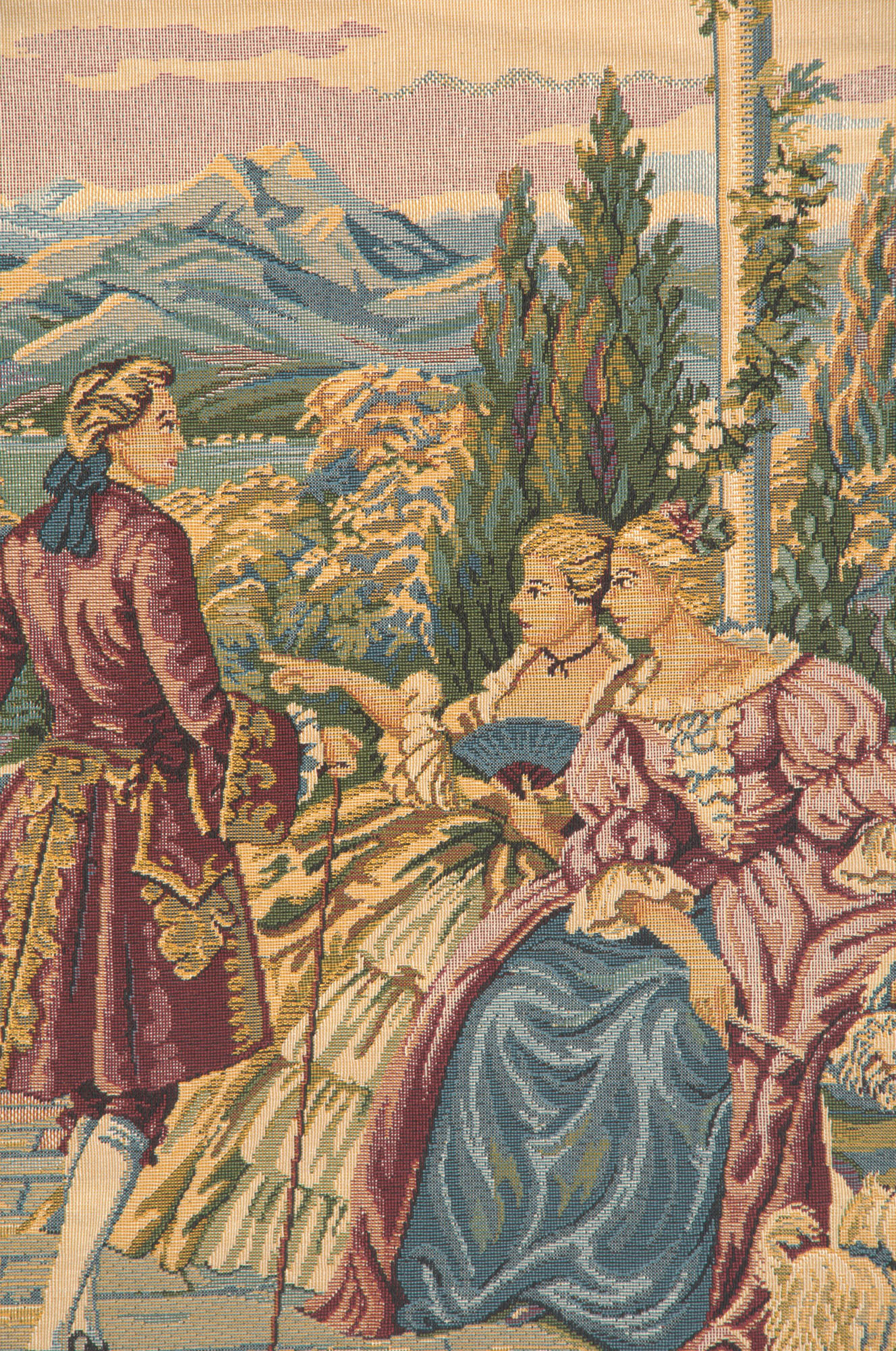 Francois Boucher Dame e Lago Tapestry Wall Hanging 26 x 43 in