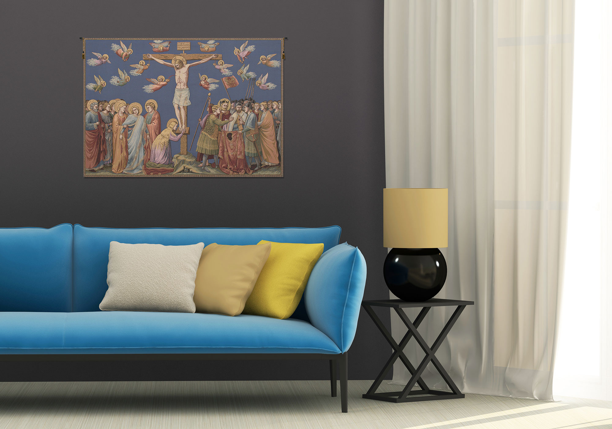 Fran Angelio Crocifissione Religious Tapestry Wall Hanging 37 x 53 in