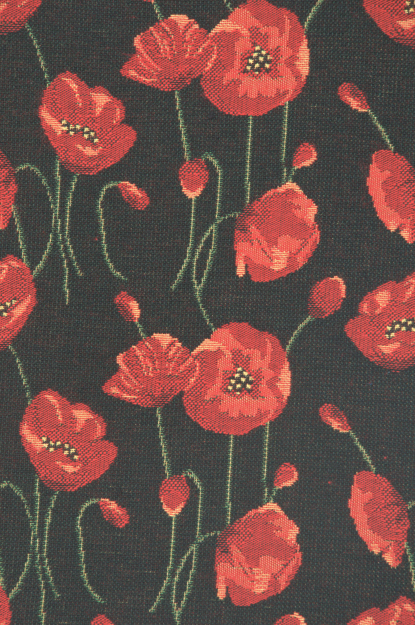 Floral Little Poppies Tapestry Pillow Cover 16x16 Inch Cotton Jacquard Woven Cushion Cover