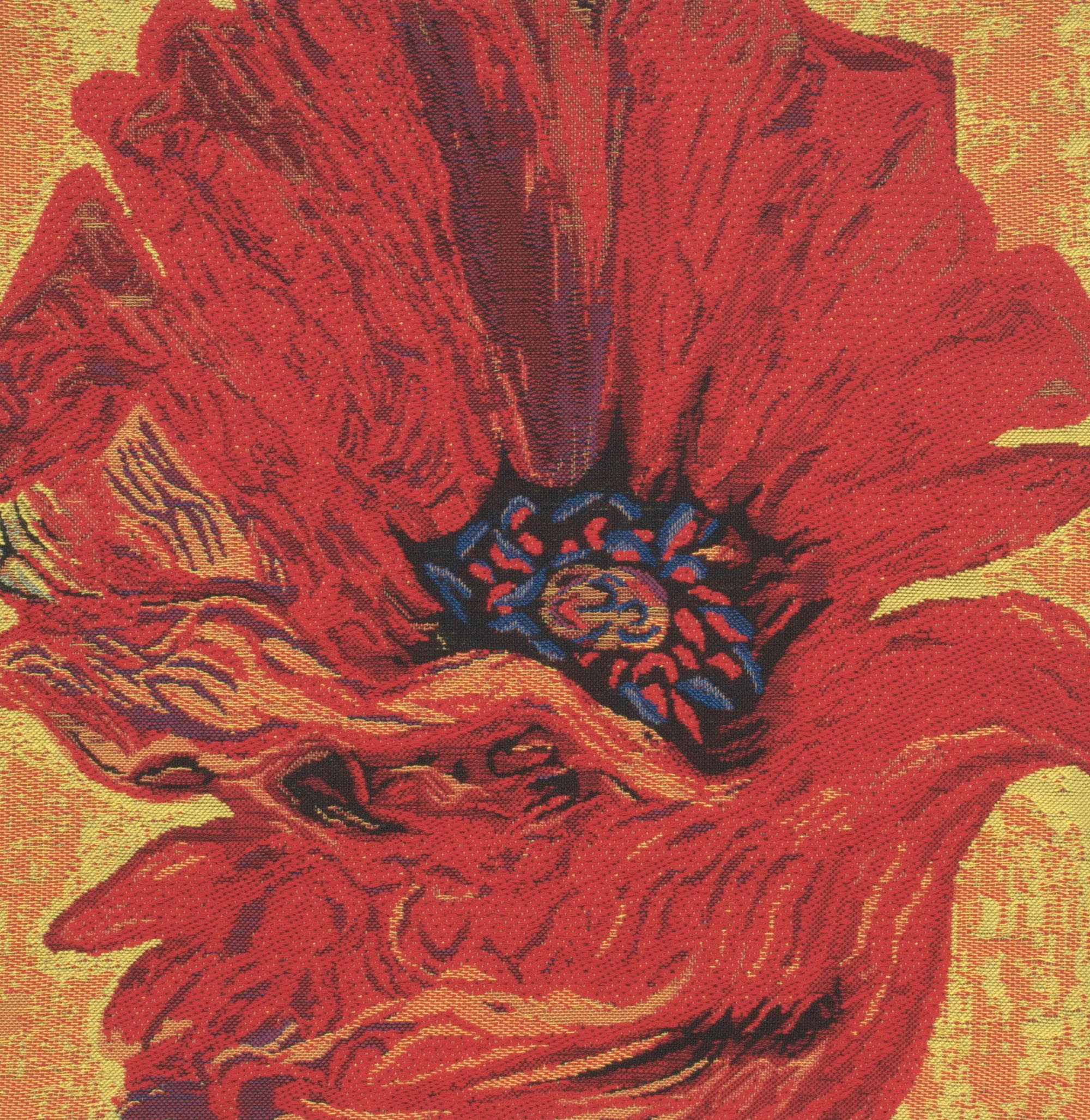 Floral Poppy Red Tapestry Pillow Cover 16x16 Inch Cotton Jacquard Woven Cushion Cover