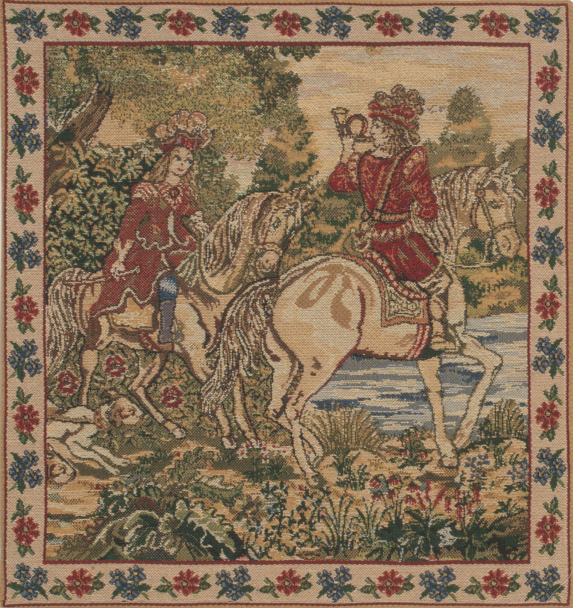 Medieval The Noble Hunt Tapestry Pillow Cover 16x16 Inch Cotton Jacquard Woven Cushion Cover