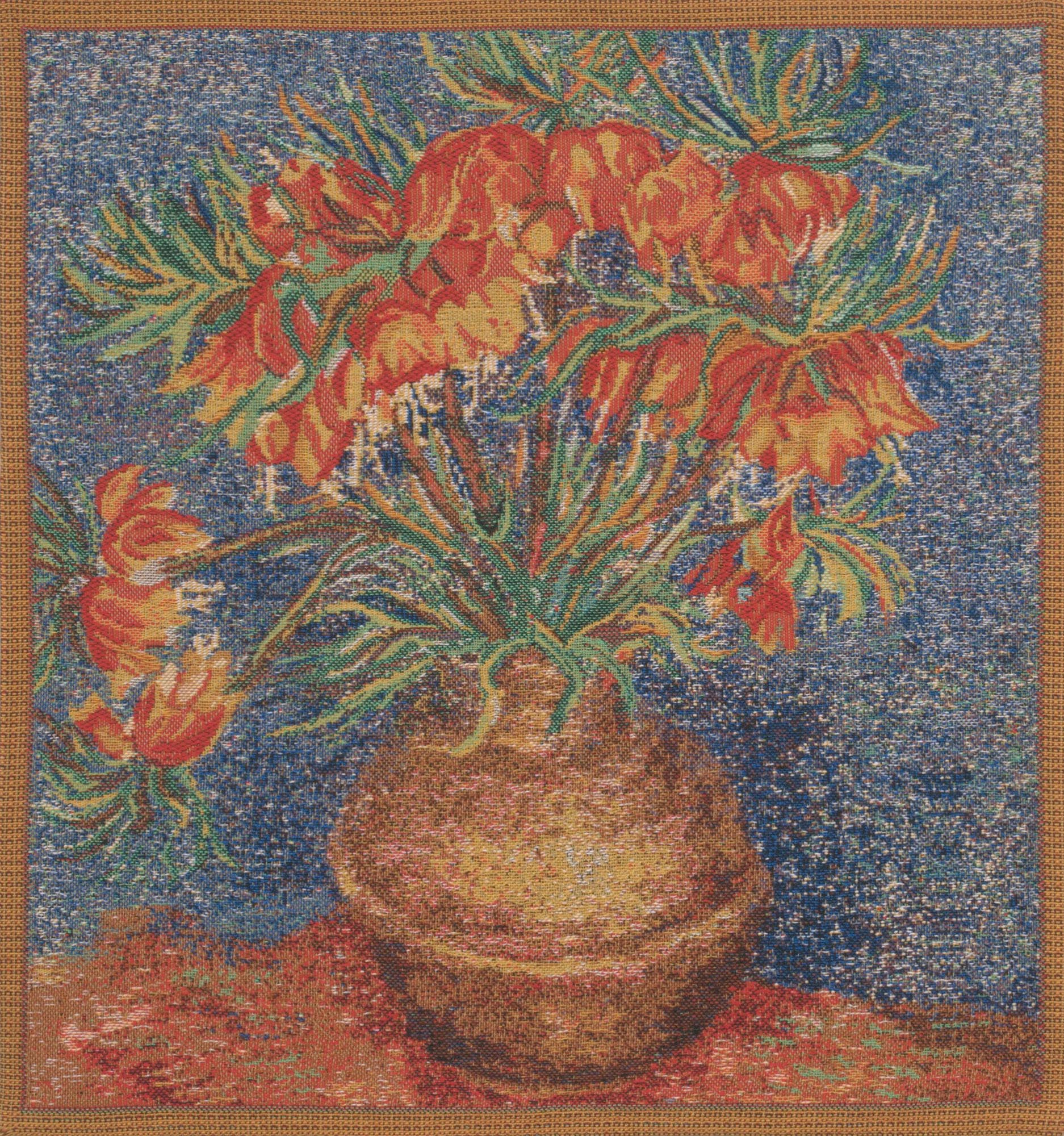 Vincent Van Gogh Fritillaries Tapestry Pillow Cover 16x16 Inch Cotton Jacquard Woven Cushion Cover