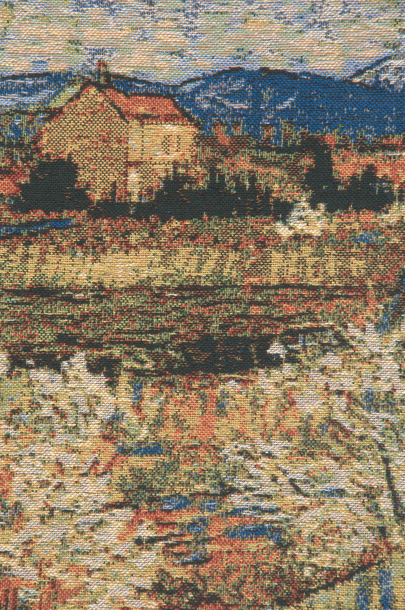 Vincent Van Gogh Le Crau with Peach Trees Tapestry Pillow Cover 16 x 16 Inch