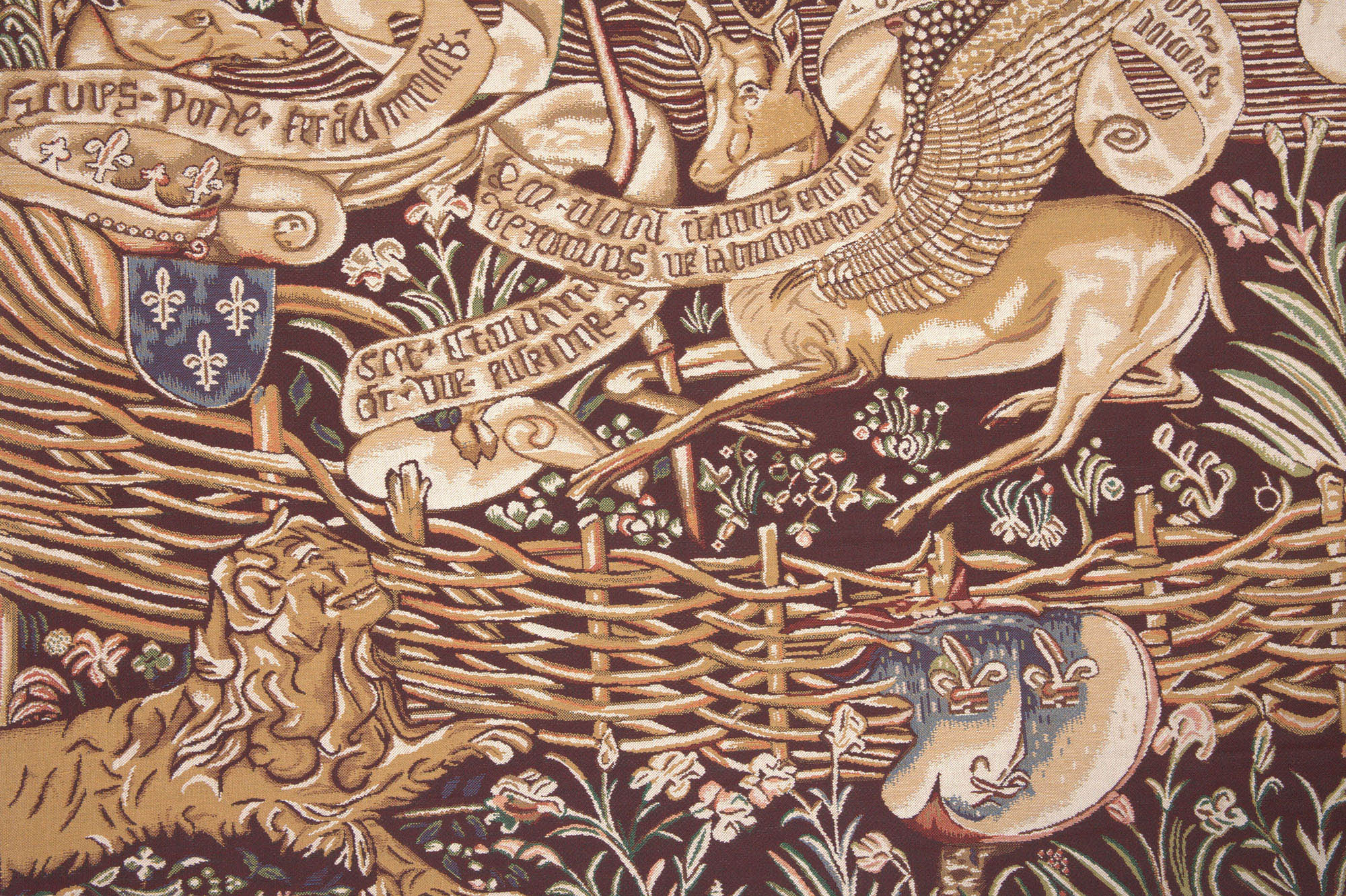 Medieval The Winged Stags Renaissance Tapestry Wall Hanging 46 x 68 in