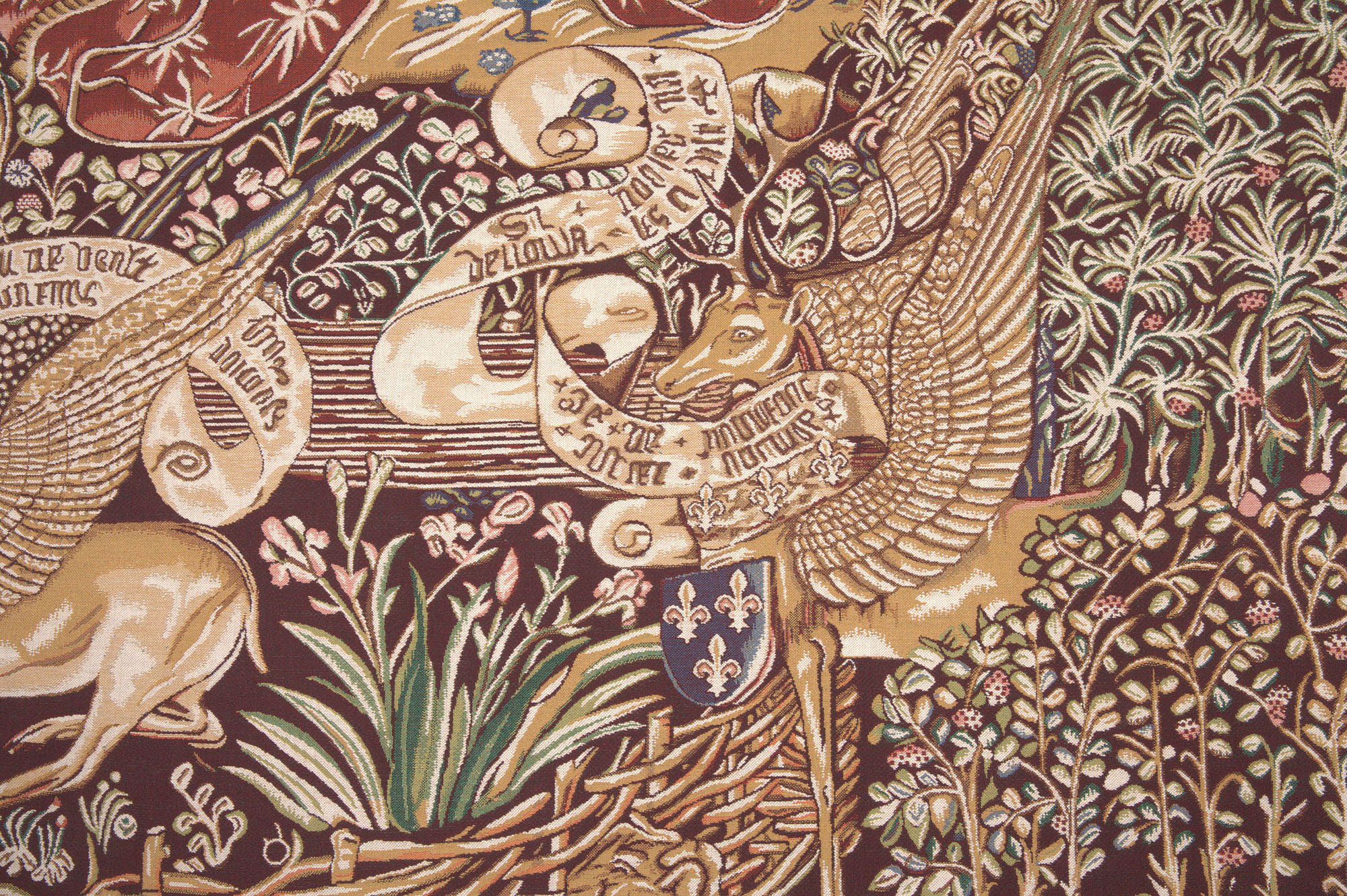 Medieval The Winged Stags Renaissance Tapestry Wall Hanging 46 x 68 in