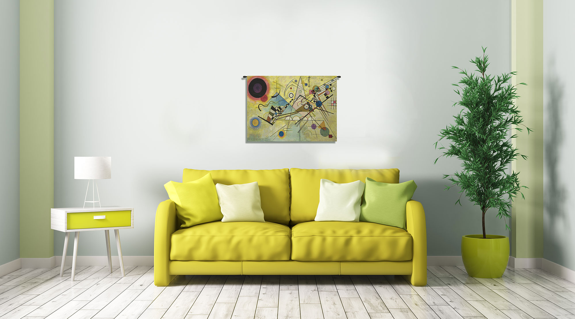 Wassily Kandinsky Composition VIII European Tapestry Wall Hanging 19x27 Inch Cotton Jacquard Woven Wall Tapestry