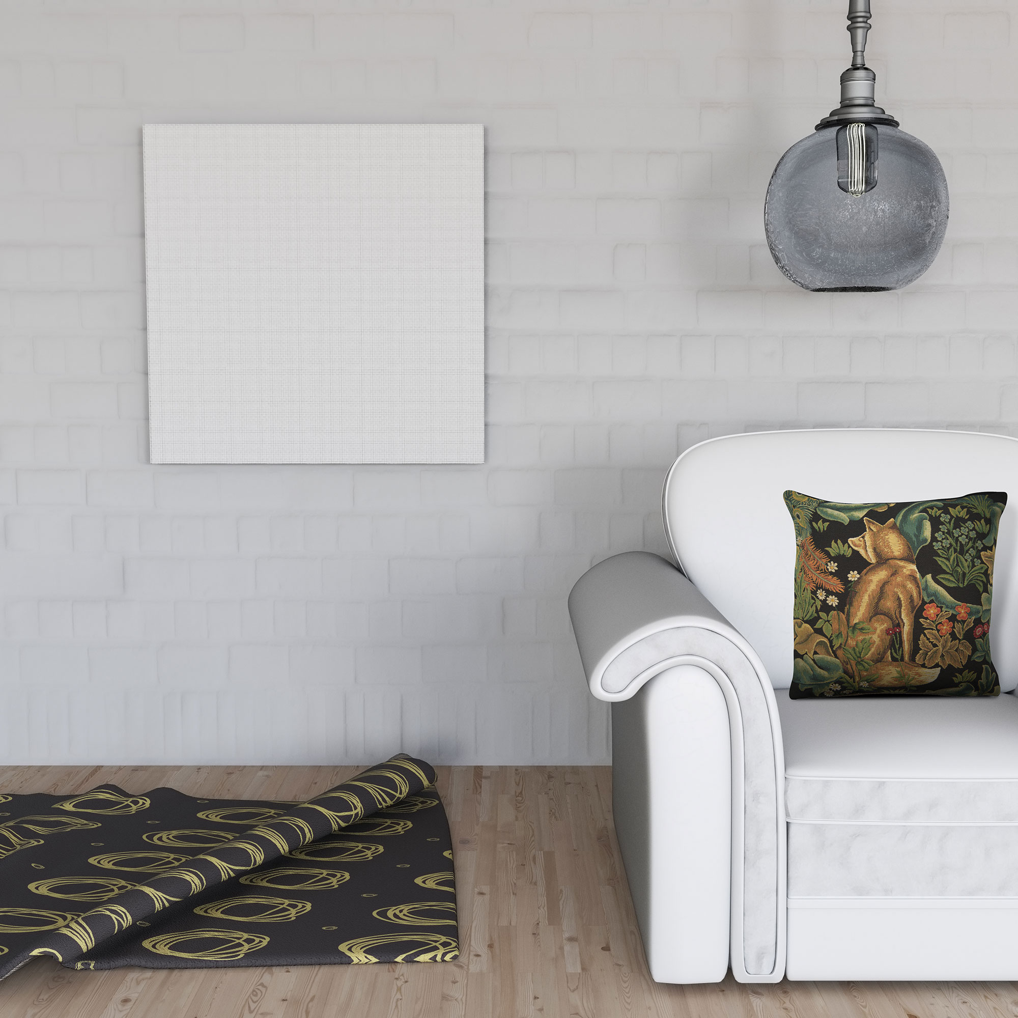 Black Wolf Belgian Tapestry Pillow Cover 18x18 inch 100% Cotton Belgian Jacquard Woven Cushion Cover