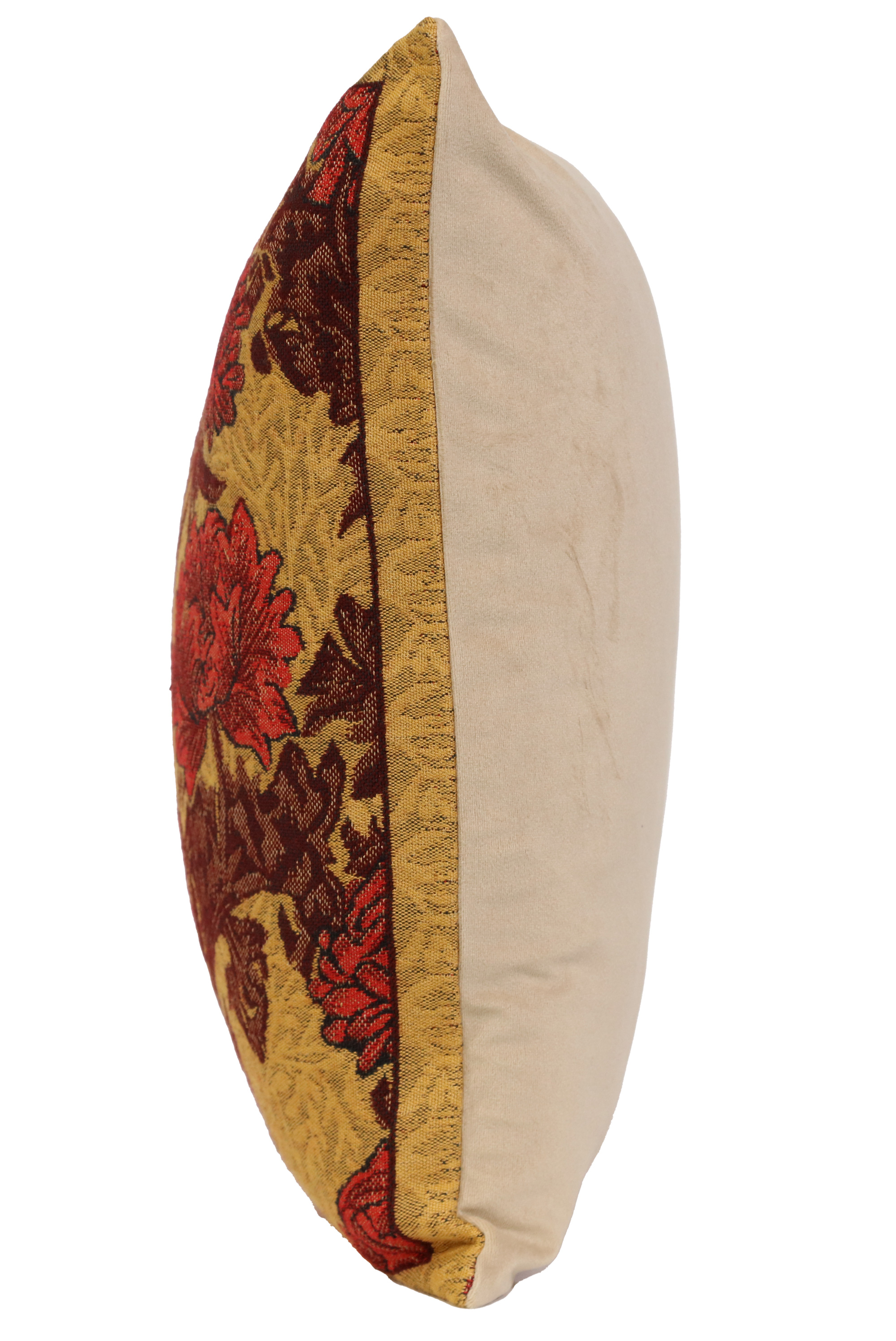 Floral Chrysanthemum Bordo Tapestry Pillow Cover 16x16 Inch Cotton Jacquard Woven Cushion Cover