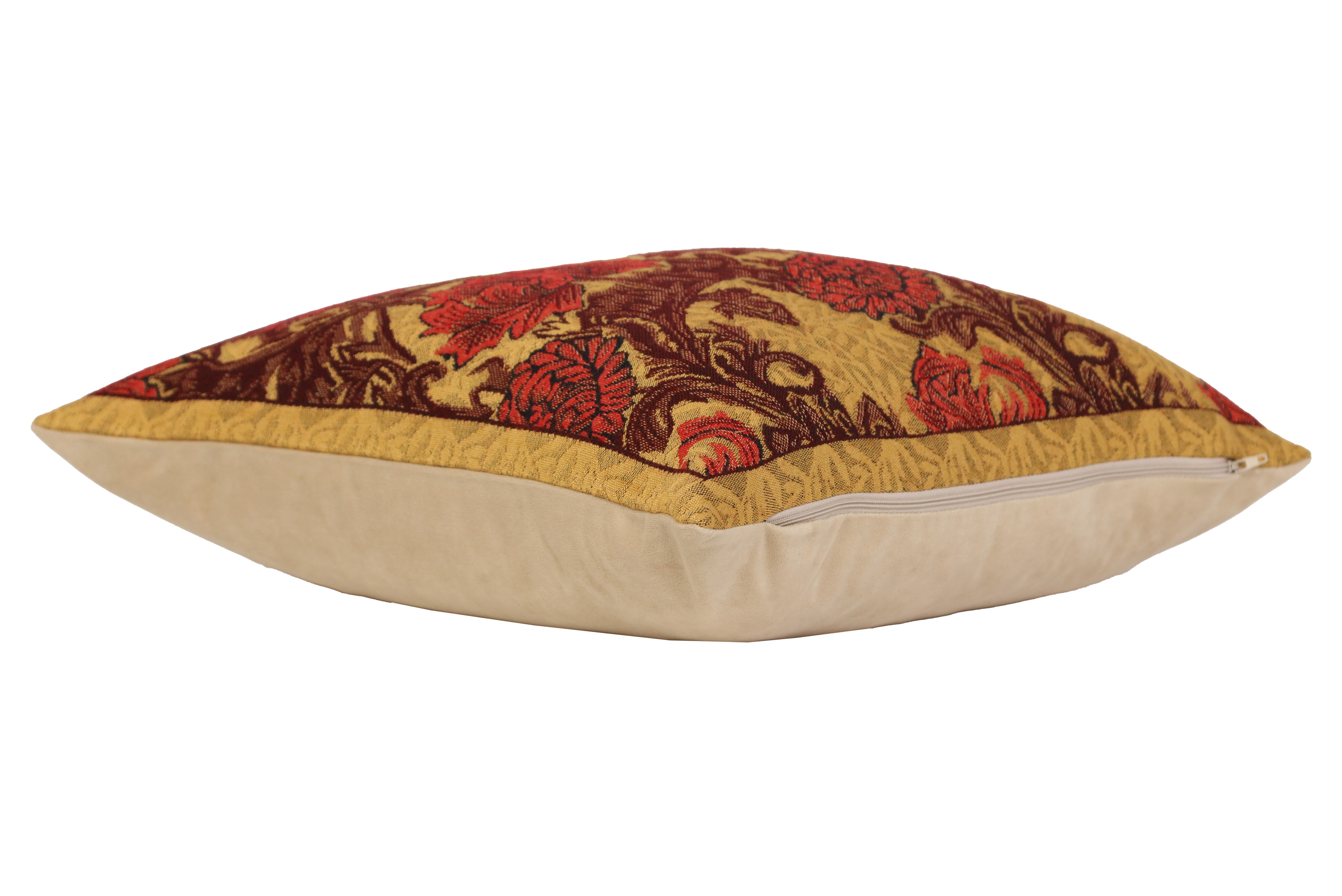 Floral Chrysanthemum Bordo Tapestry Pillow Cover 16x16 Inch Cotton Jacquard Woven Cushion Cover
