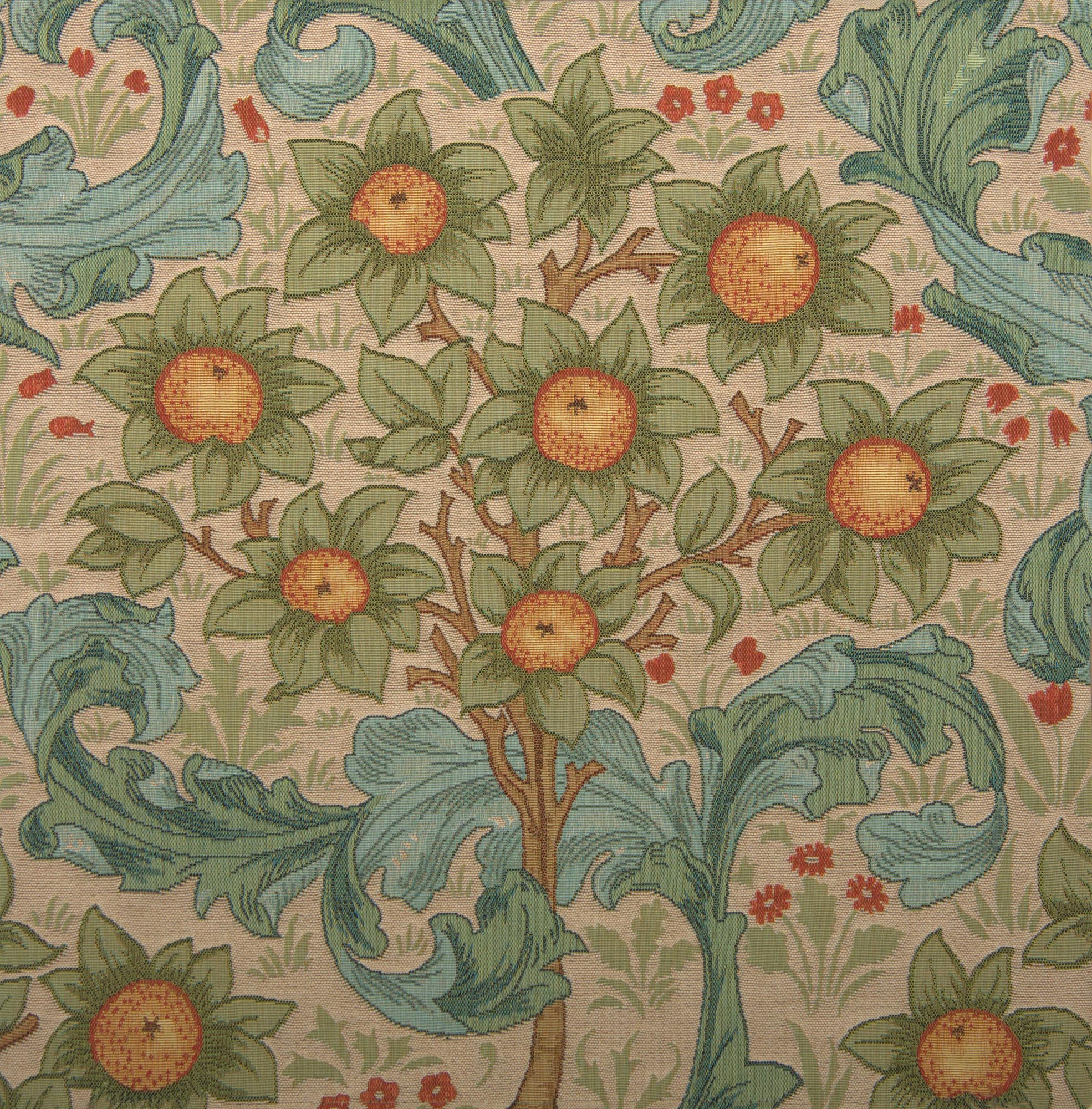 Orange Tree with Arabesques Light French Tapestry Pillow Cover 19x19 inch Jacquard Woven Cushion Cover
