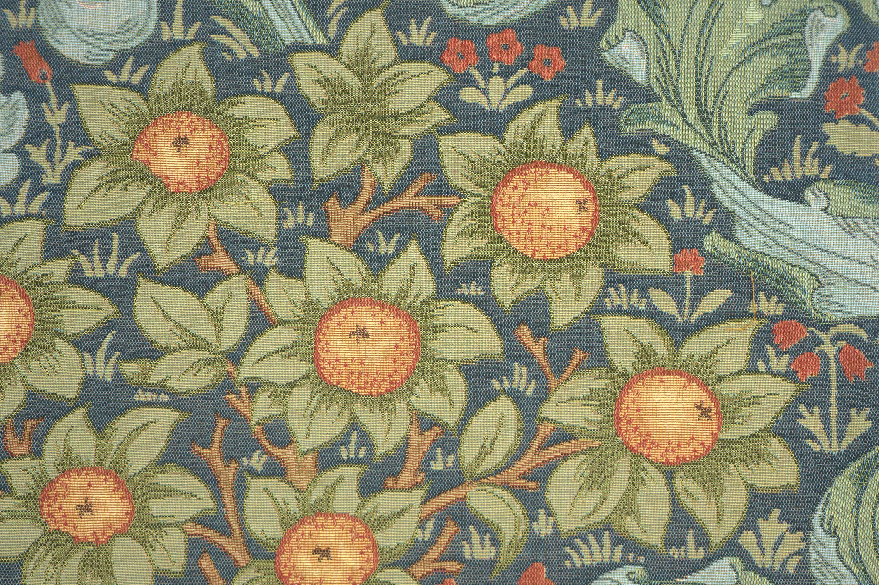 Orange Tree with Arabesques Blue French Tapestry Pillow Cover 19x19 inch Jacquard Woven Cushion Cover