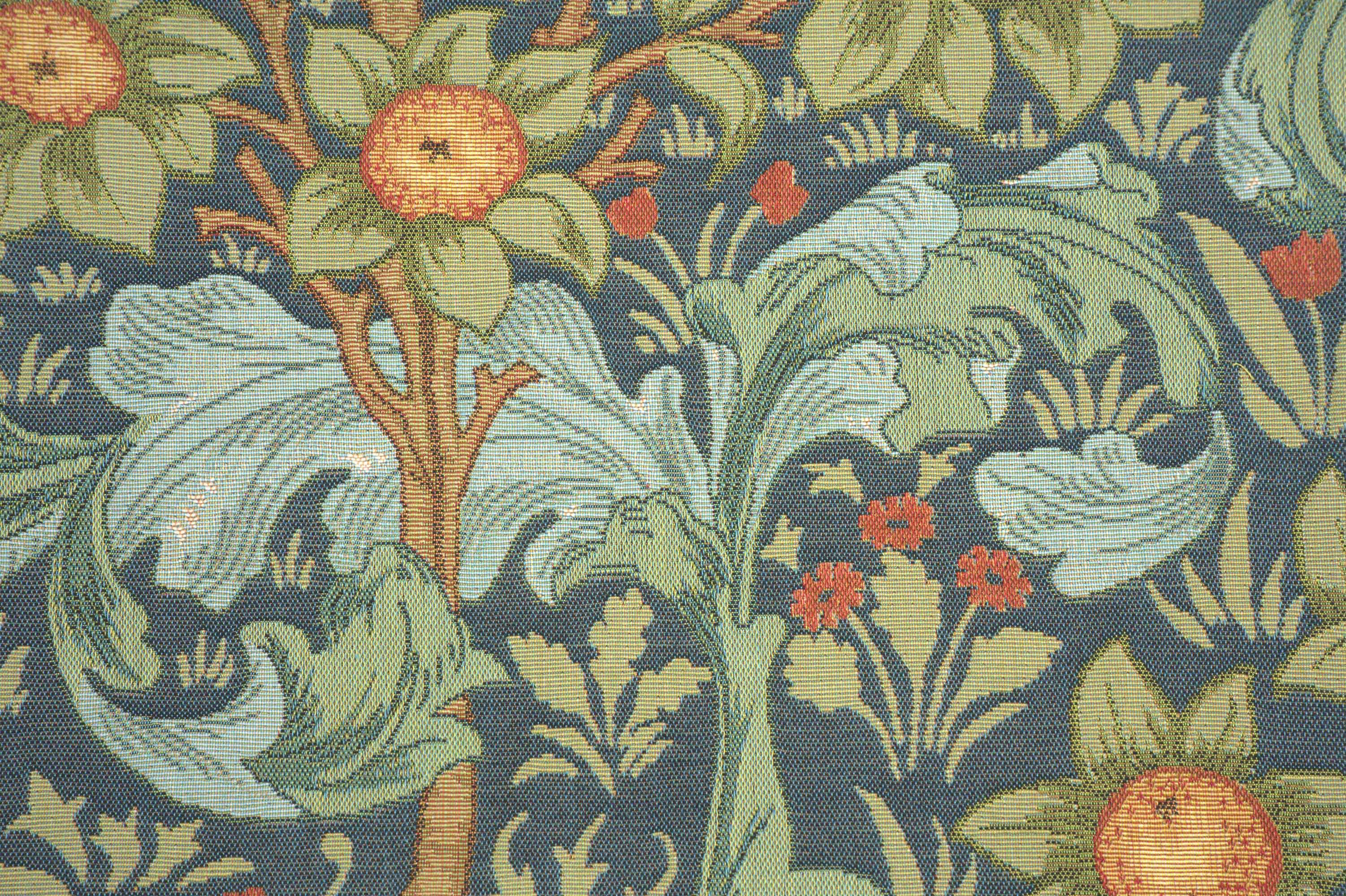 Orange Tree with Arabesques Blue French Tapestry Pillow Cover 19x19 inch Jacquard Woven Cushion Cover