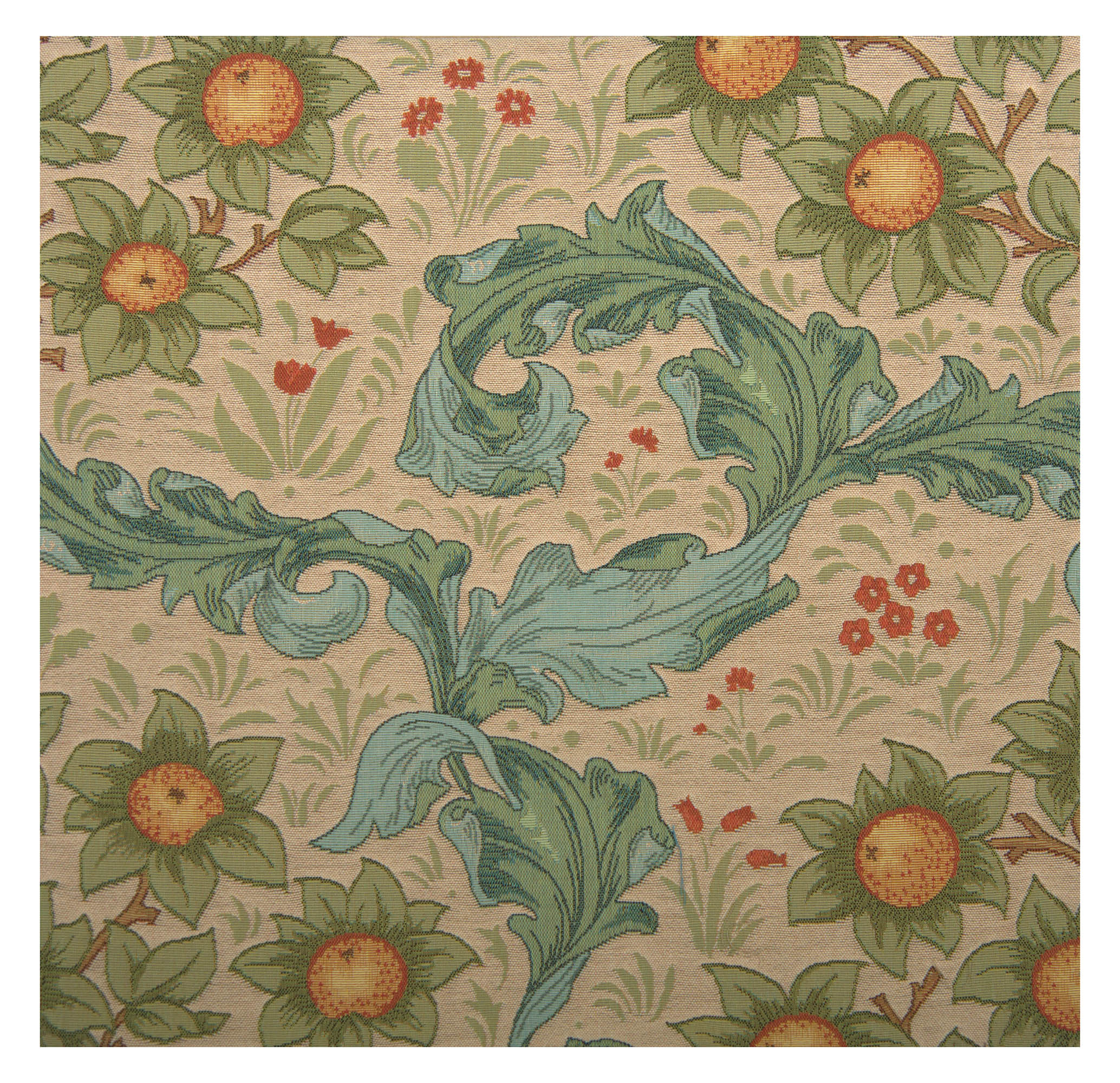 Arabesques with Orange Tree Light French Tapestry Pillow Cover 19x19 inch Jacquard Woven Cushion Cover