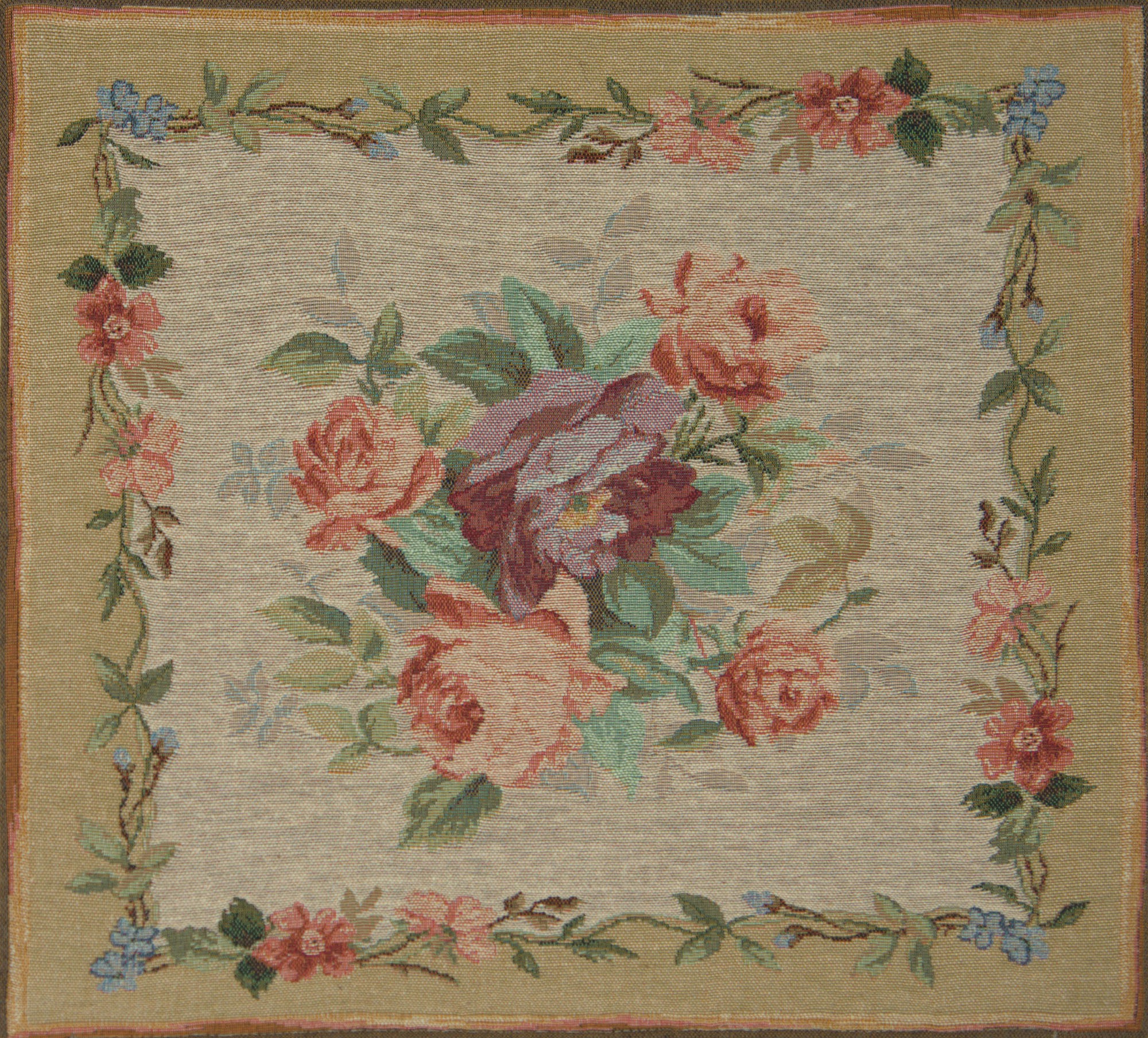 Floral Amboise Medallion Tapestry Pillow Cover 19x19 Inch Cotton Jacquard Woven Cushion Cover
