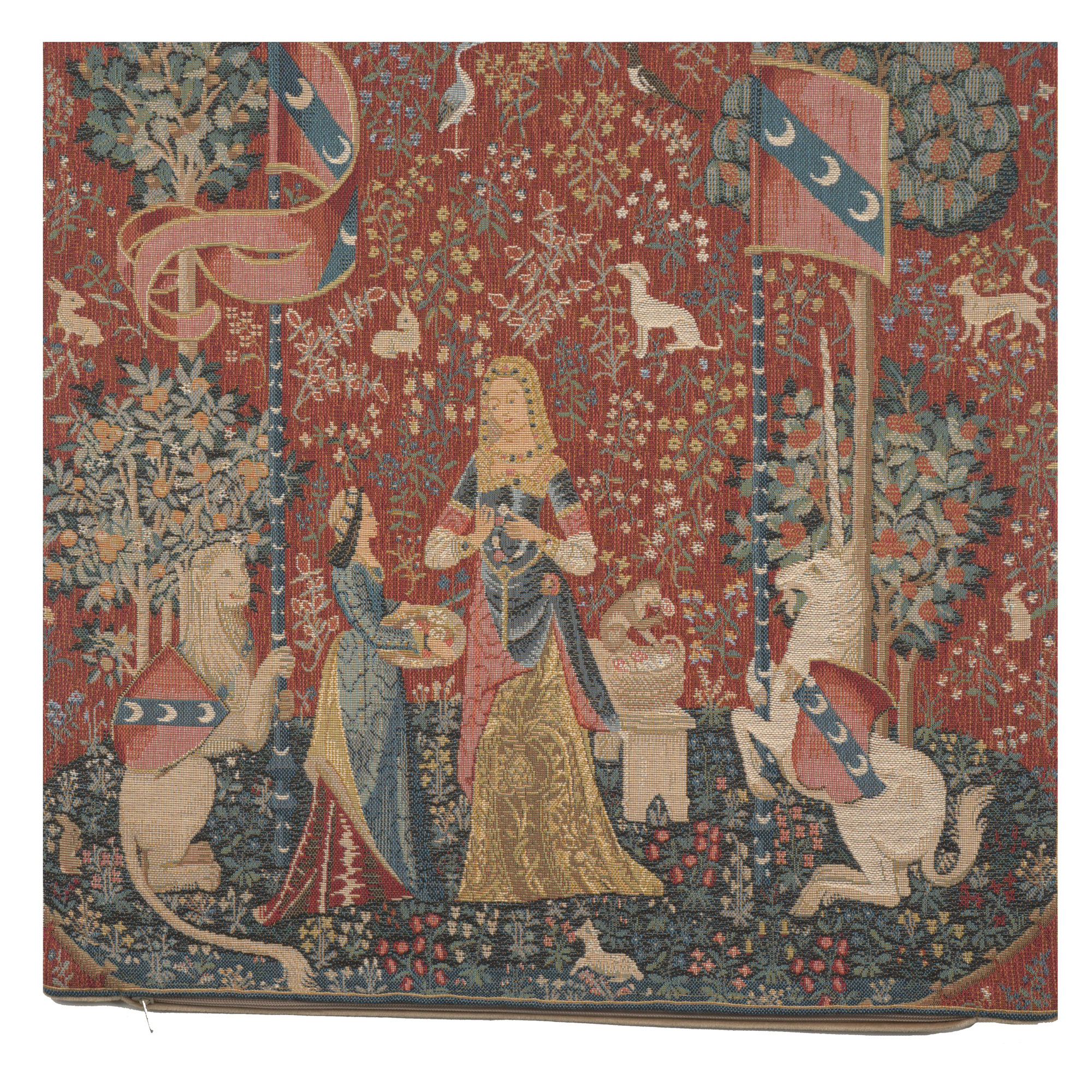 Medieval The Smell Large Tapestry Pillow Cover 19x19 Inch Cotton Jacquard Woven Cushion Cover