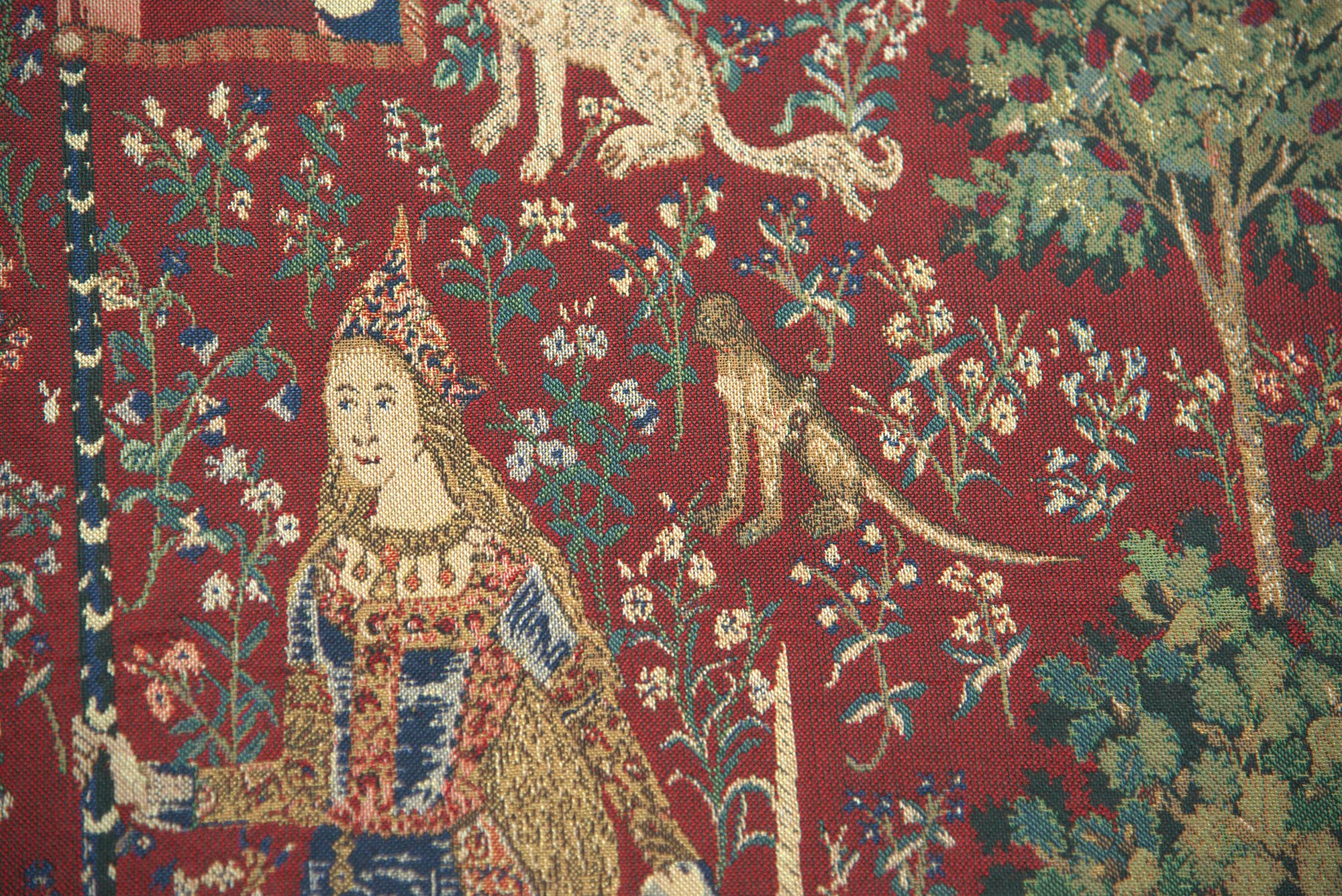 Medieval Lady & Unicorn Serial Panoramic Tapestry Wall Hanging 30 x 100 in