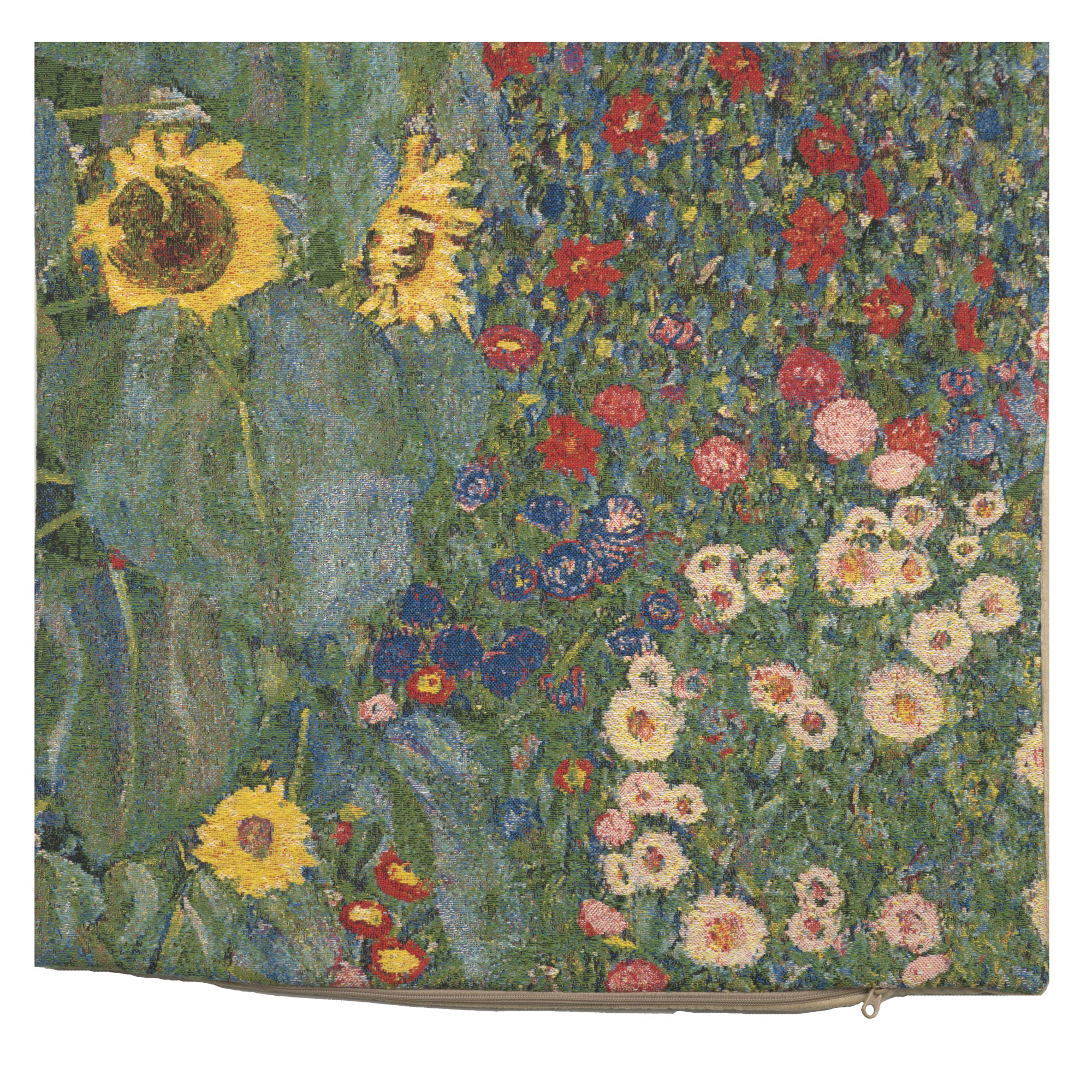 Gustav Klimt Country Garden Tapestry Pillow Cover 18x18 Inch Cotton Jacquard Woven Cushion Cover