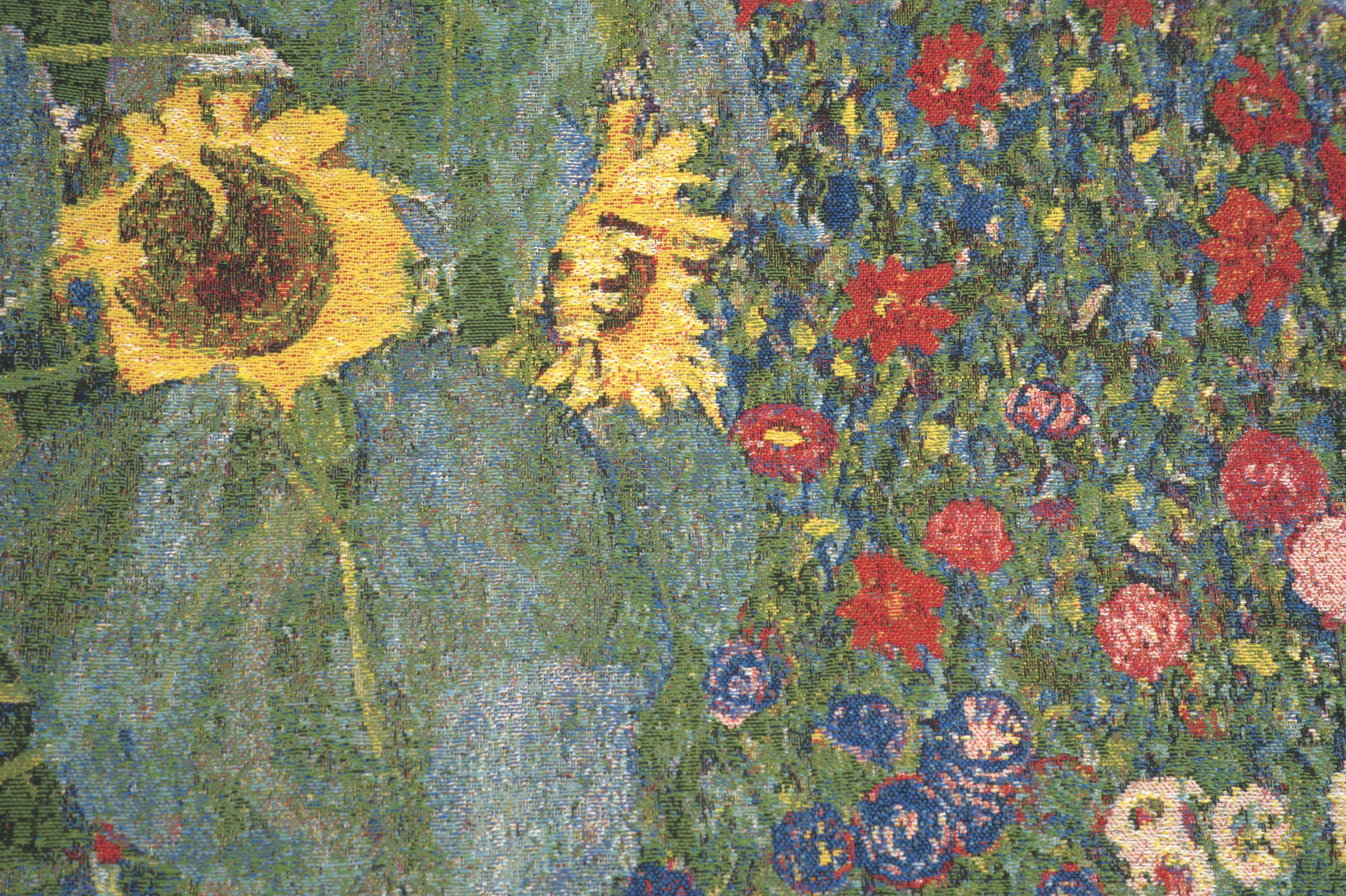 Gustav Klimt Country Garden Tapestry Pillow Cover 18x18 Inch Cotton Jacquard Woven Cushion Cover