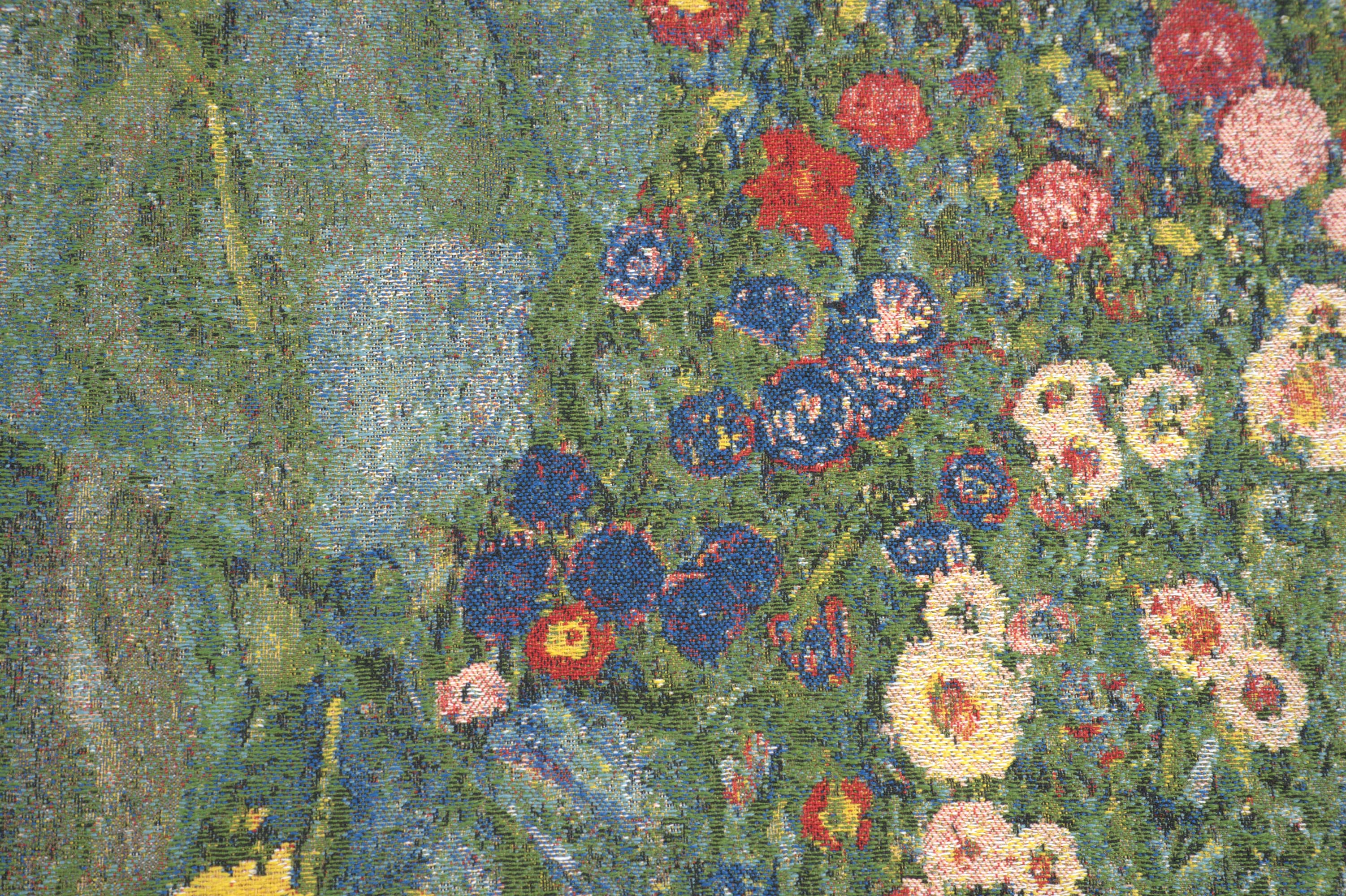 Gustav Klimt Country Garden Tapestry Pillow Cover 18x18 Inch Cotton Jacquard Woven Cushion Cover
