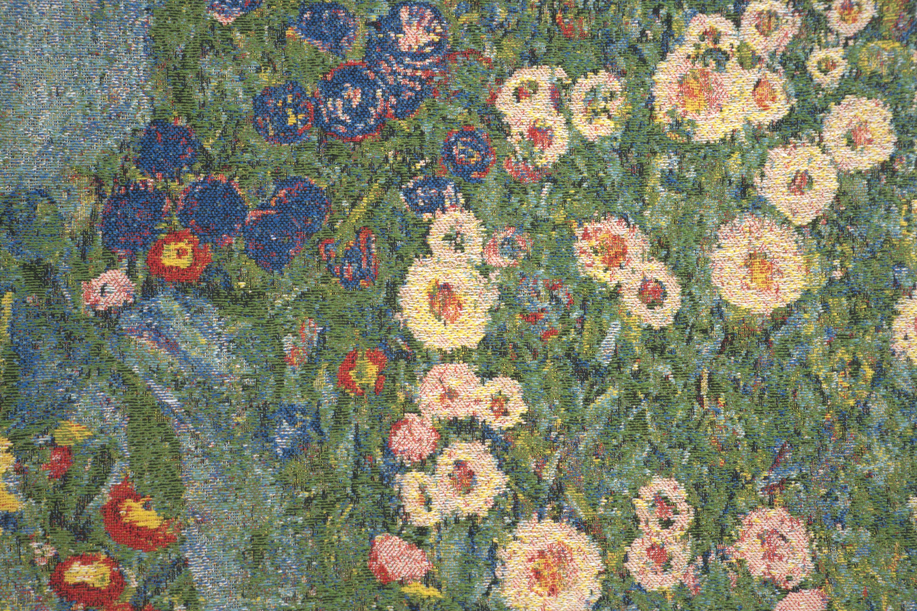 Gustav Klimt Country Garden Tapestry Pillow Cover 18x18 Inch Cotton Jacquard Woven Cushion Cover