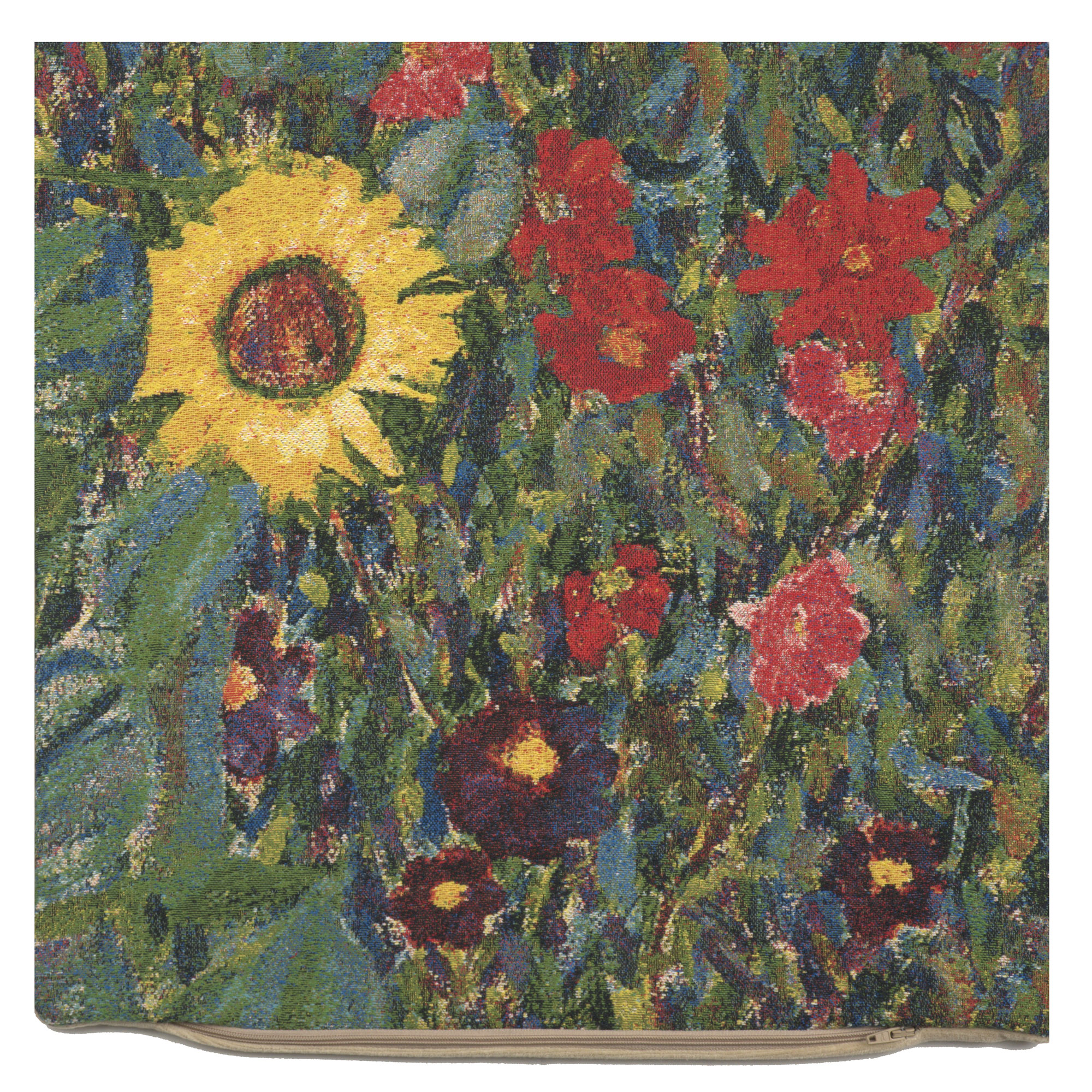 Gustav Klimt Country Garden B Tapestry Pillow Cover 18x18 Inch Cotton Jacquard Woven Cushion Cover
