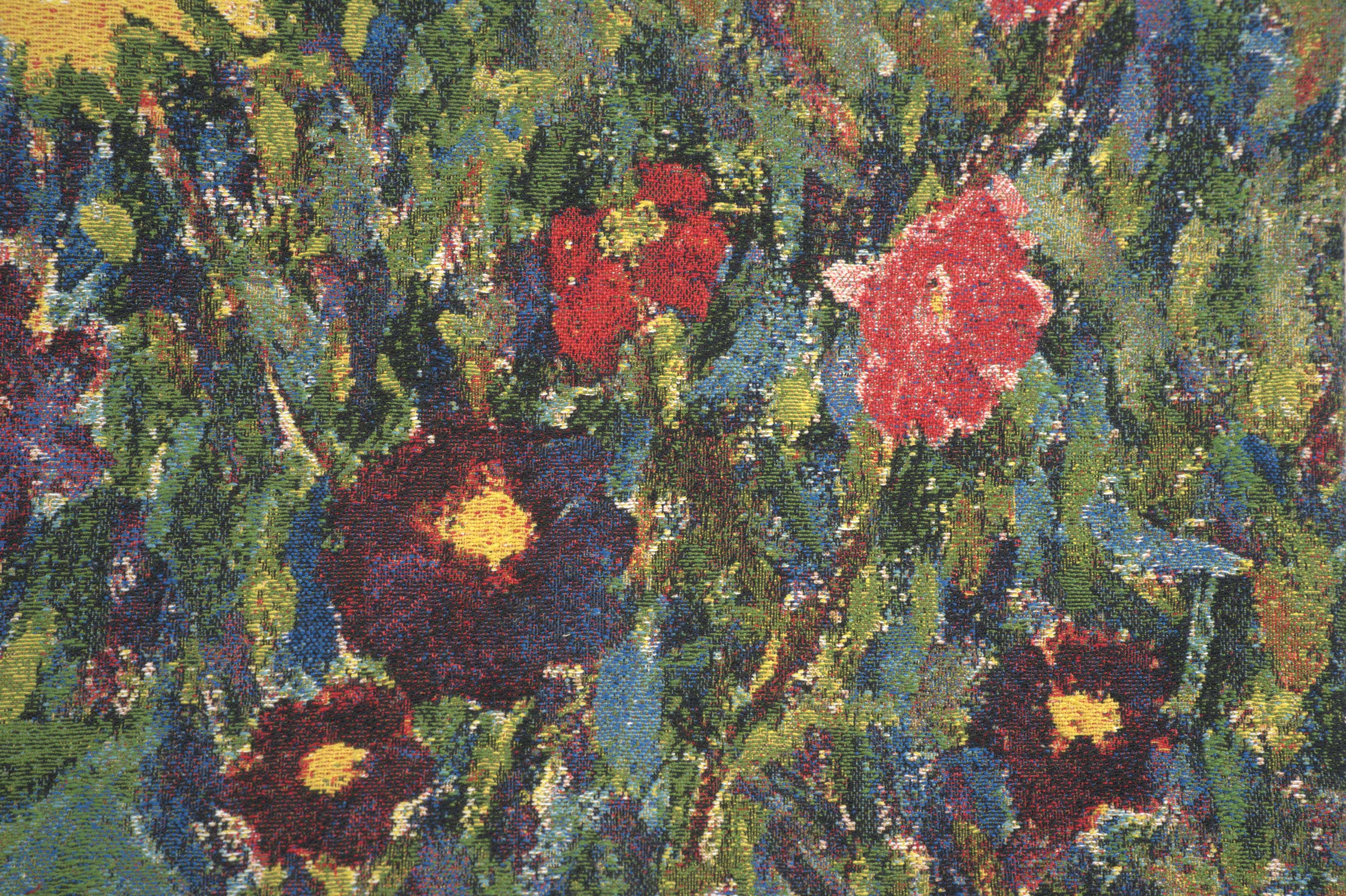 Gustav Klimt Country Garden B Tapestry Pillow Cover 18x18 Inch Cotton Jacquard Woven Cushion Cover