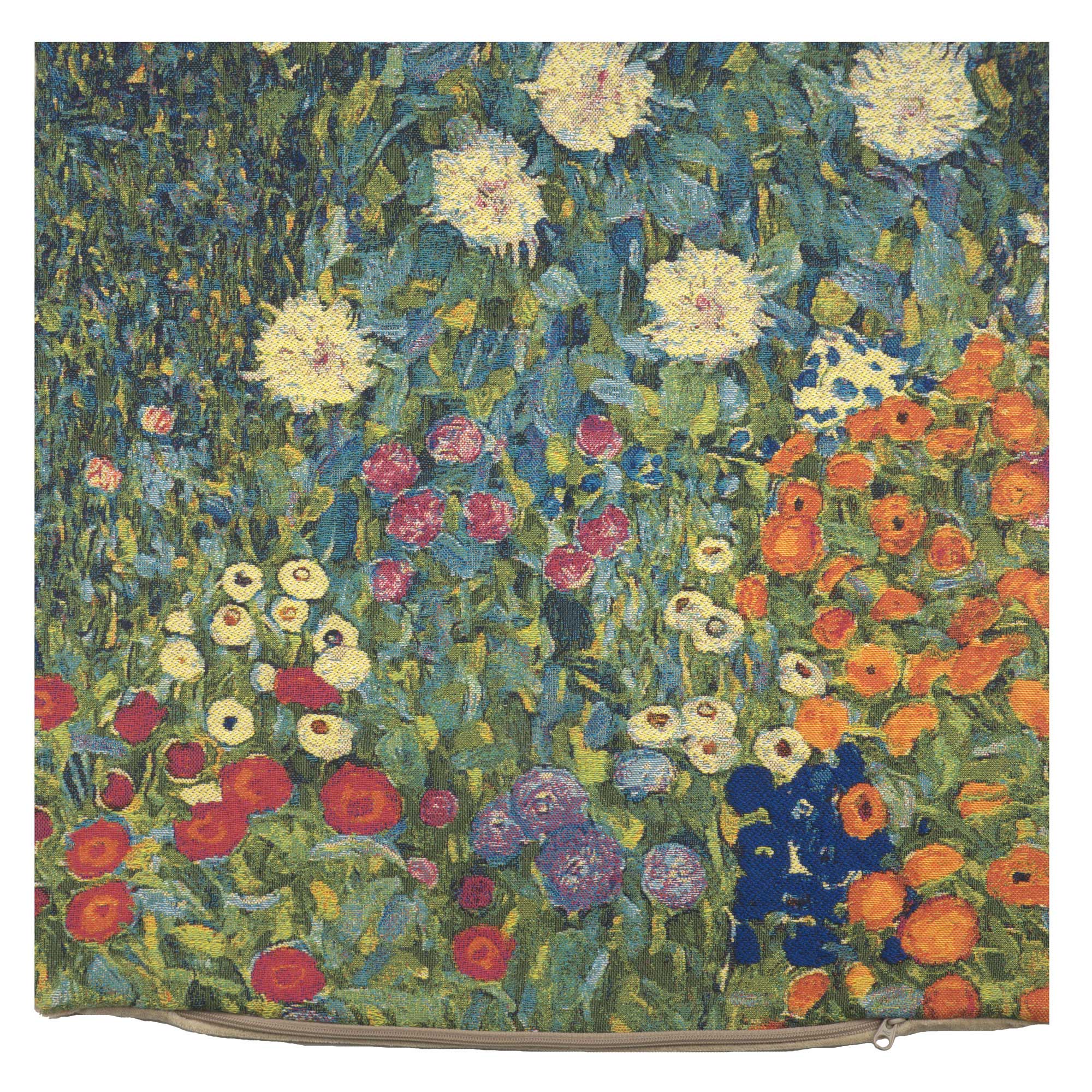 Gustav Klimt Garden Tapestry Pillow Cover 18x18 Inch Cotton Jacquard Woven Cushion Cover