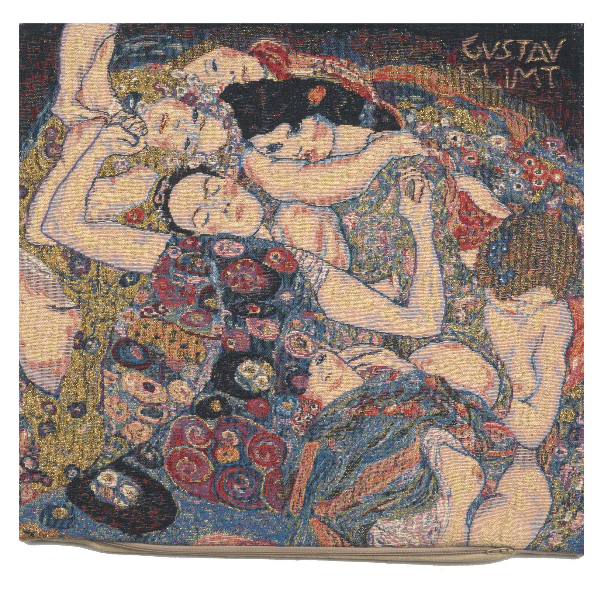 Gustav Klimt The Virgin Tapestry Pillow Cover 18x18 Inch Cotton Jacquard Woven Cushion Cover