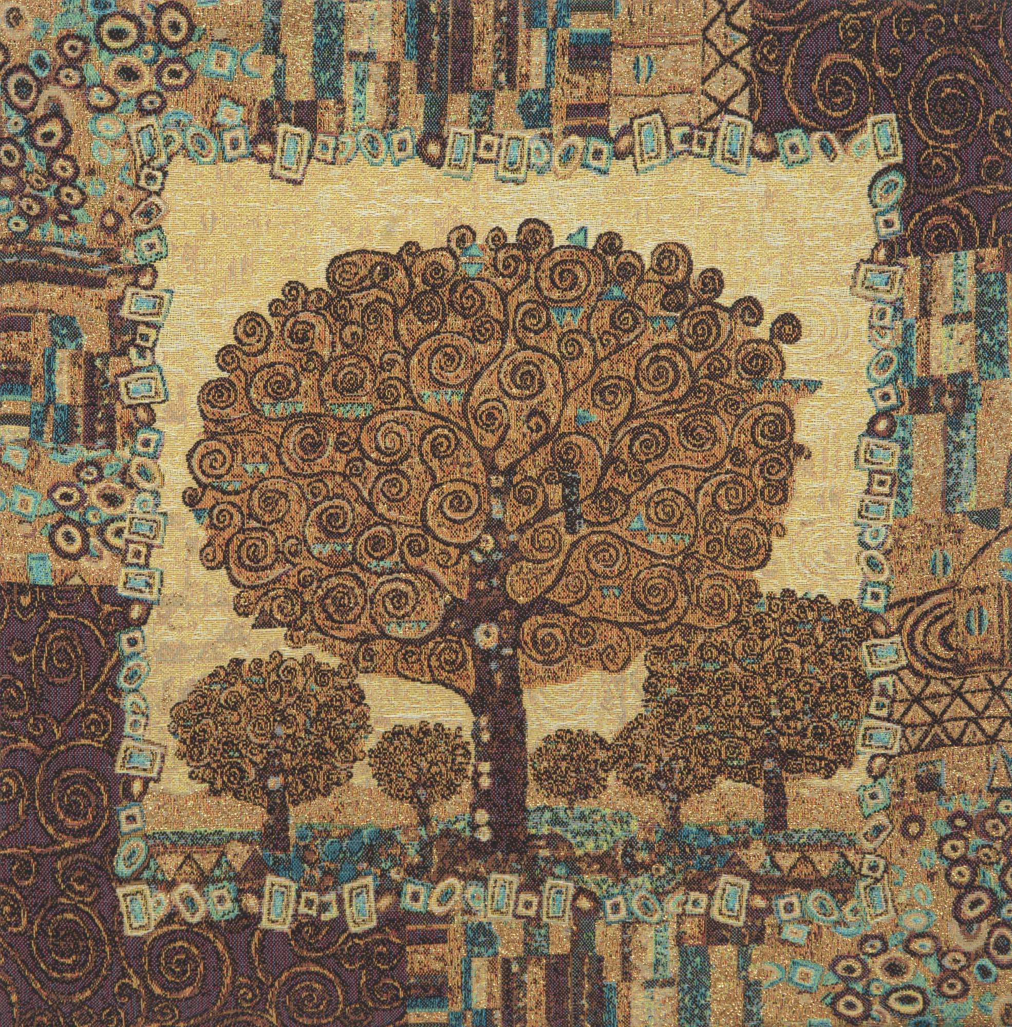 Gustav Klimt Tree of Life A Tapestry Pillow Cover 18x18 Inch Cotton Jacquard Woven Cushion Cover